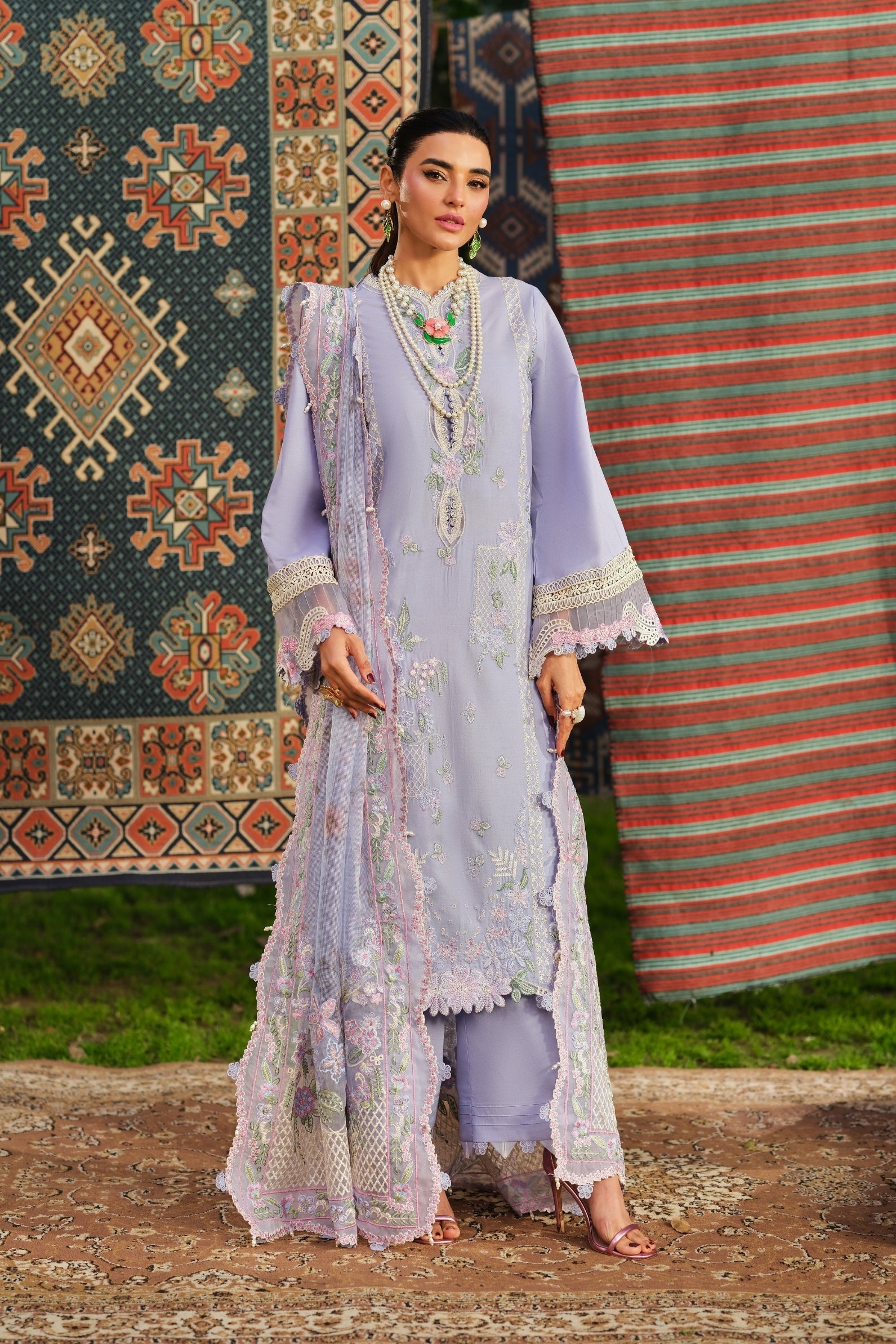 Buy from khaslibaas | Maryam Hussain Luxury Lawn '26 | 3 piece unstitched embroidered lawn suit for women (Jasmine).choose good quality brands like Maria b, Sobia Nazir zainab Chottani Various Pakistani branded dresses summer fabric, elegant design, perfect for casual & formal wear.delivery available in UK, USA, Canada, UAE, Dubai and other 