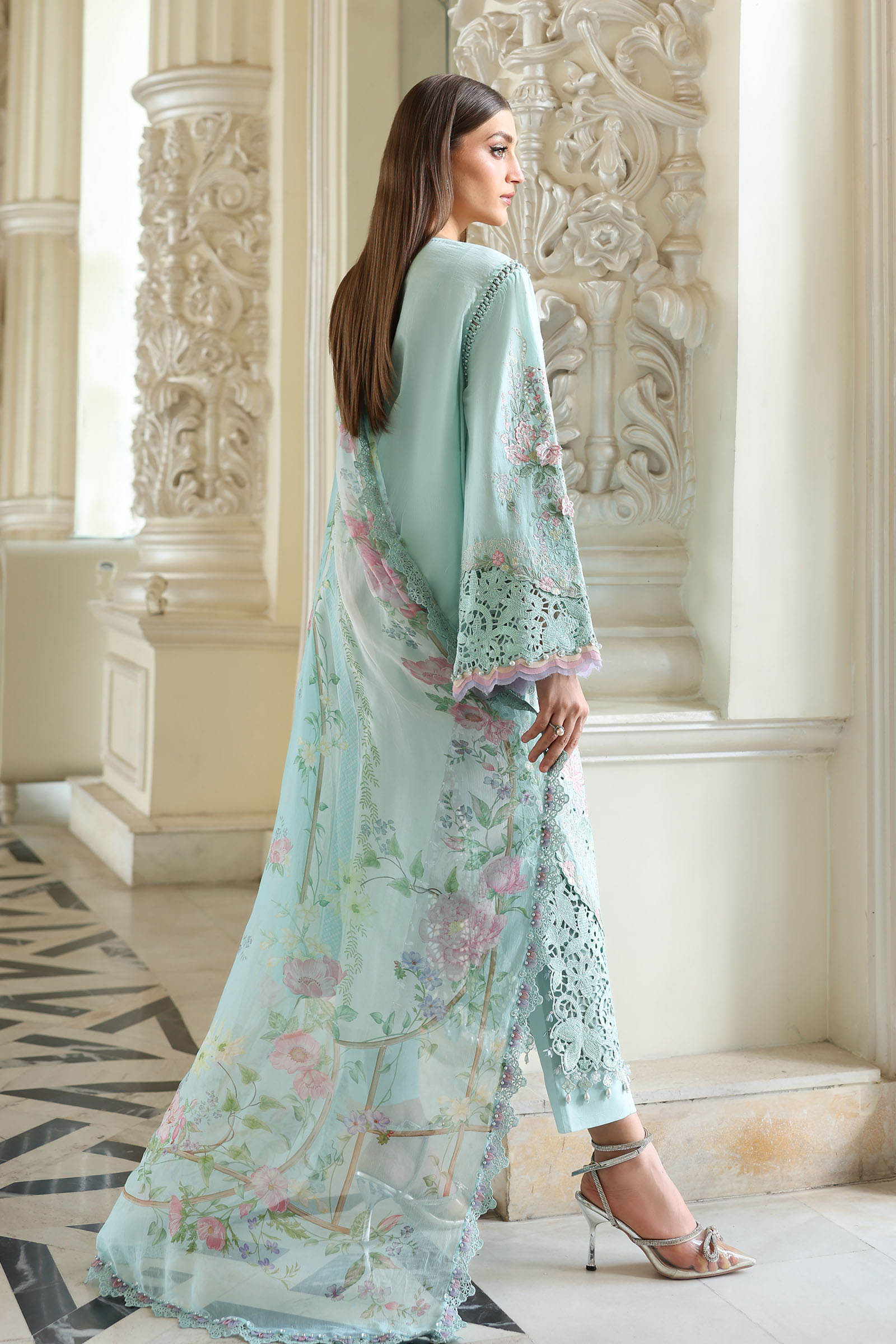 Buy from khaslibaas mariab Luxury lawn Eid II - 3 piece unstitched embroidered lawn suit for women ( D-15).choose good quality brands like Maria b Sobia Nazir Various Pakistani branded dresses summer fabric, elegant design, perfect for casual & formal wear.delivery available in UK, USA,Australia, Canada, UAE, Dubai and other countries... 