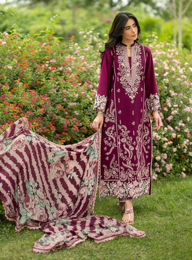 Buy from khaslibaas | ZAINAB CHOTTANI Luxury Lawn '26 | 3 piece unstitched embroidered lawn suit for women (Soma - 07).choose good quality brands like Maria b, Sobia Nazir zainab Chottani Various Pakistani branded dresses summer fabric, elegant design, perfect for casual & formal wear.delivery available in UK, USA, Canada, UAE, Dubai and other countries... 