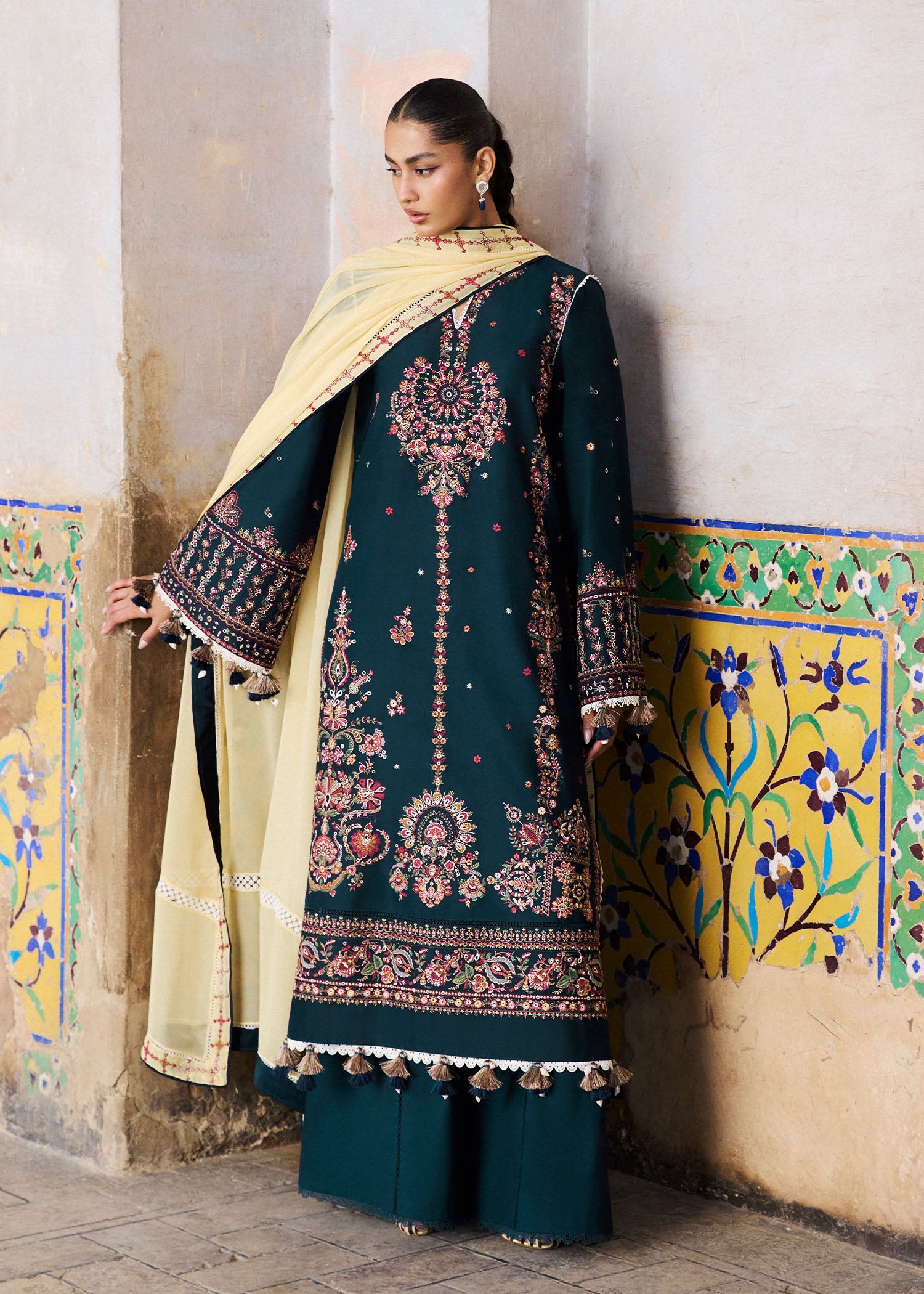 Buy from khaslibaas | Hussain Rehar Zan ss26 | 3 piece unstitched embroidered lawn suit for women (Cinko).choose good quality brands like Maria b, Sobia Nazir zainab Chottani Various Pakistani branded dresses summer fabric, elegant design, perfect for casual & formal wear.delivery available in UK, USA, Canada, UAE, Dubai and other countries... 