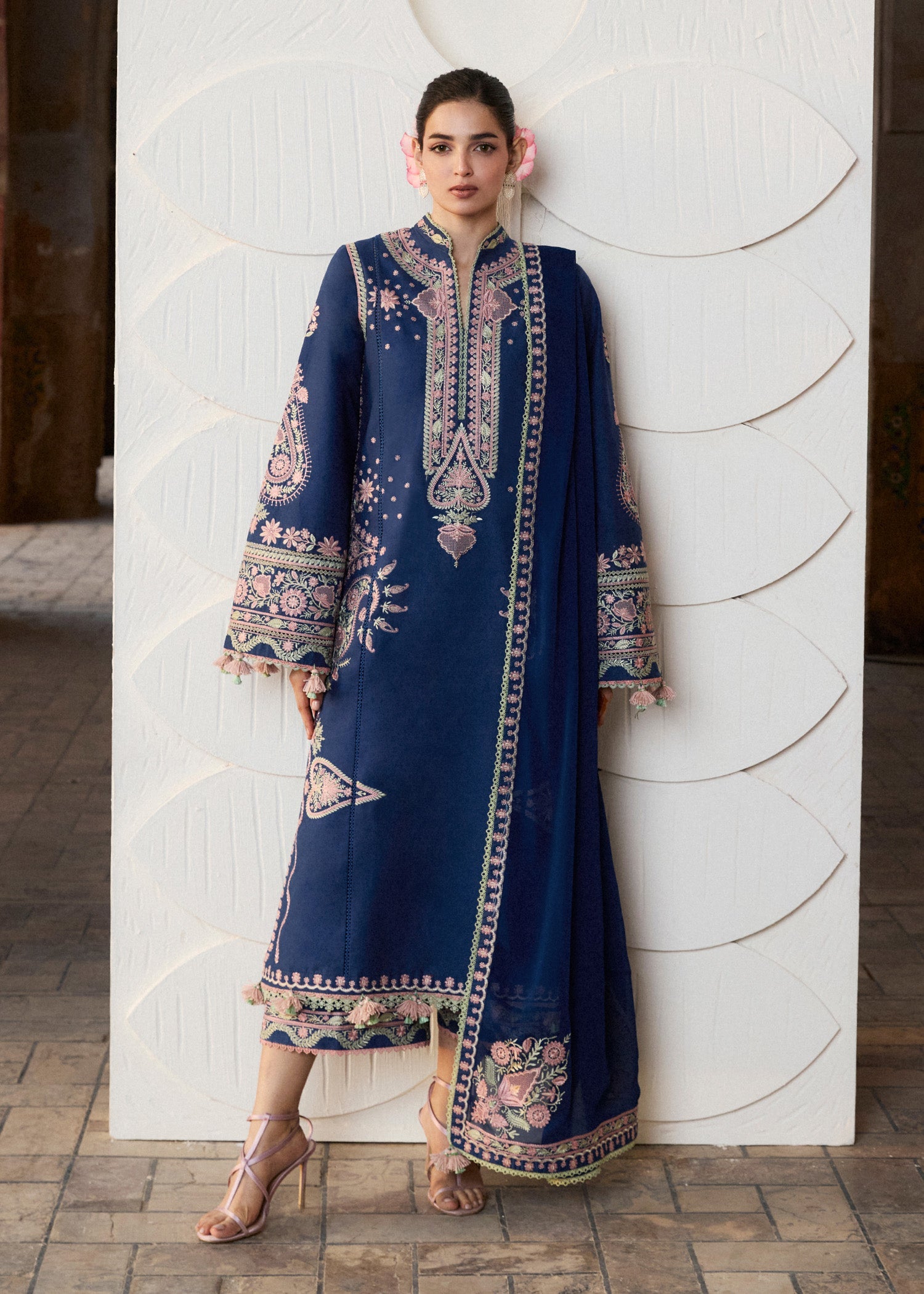 Buy from khaslibaas | Hussain Rehar Zan ss26 | 3 piece unstitched embroidered lawn suit for women (Abi).choose good quality brands like Maria b, Sobia Nazir zainab Chottani Various Pakistani branded dresses summer fabric, elegant design, perfect for casual & formal wear.delivery available in UK, USA, Canada, UAE, Dubai and other countries... 