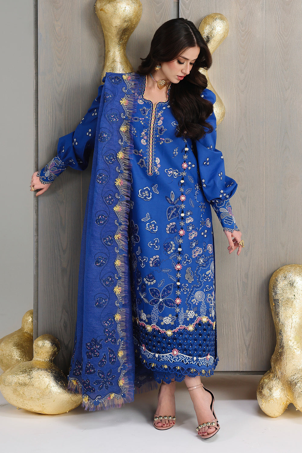 Buy QALAMKAR QFL-06 EMINA Embroidered  Suit 3 Pcs Unstitched | Women Summer Dresses 2026.choose good quality brands like Maria b zainab Chottani, Hussain Rehar, sobia nazir etc... Various Pakistani branded dresses summer fabric, elegant design, perfect for casual & formal wear also shop eid collections from khaslibaas .delivery available in UK, USA, Canada, UAE, Dubai and other countries... 