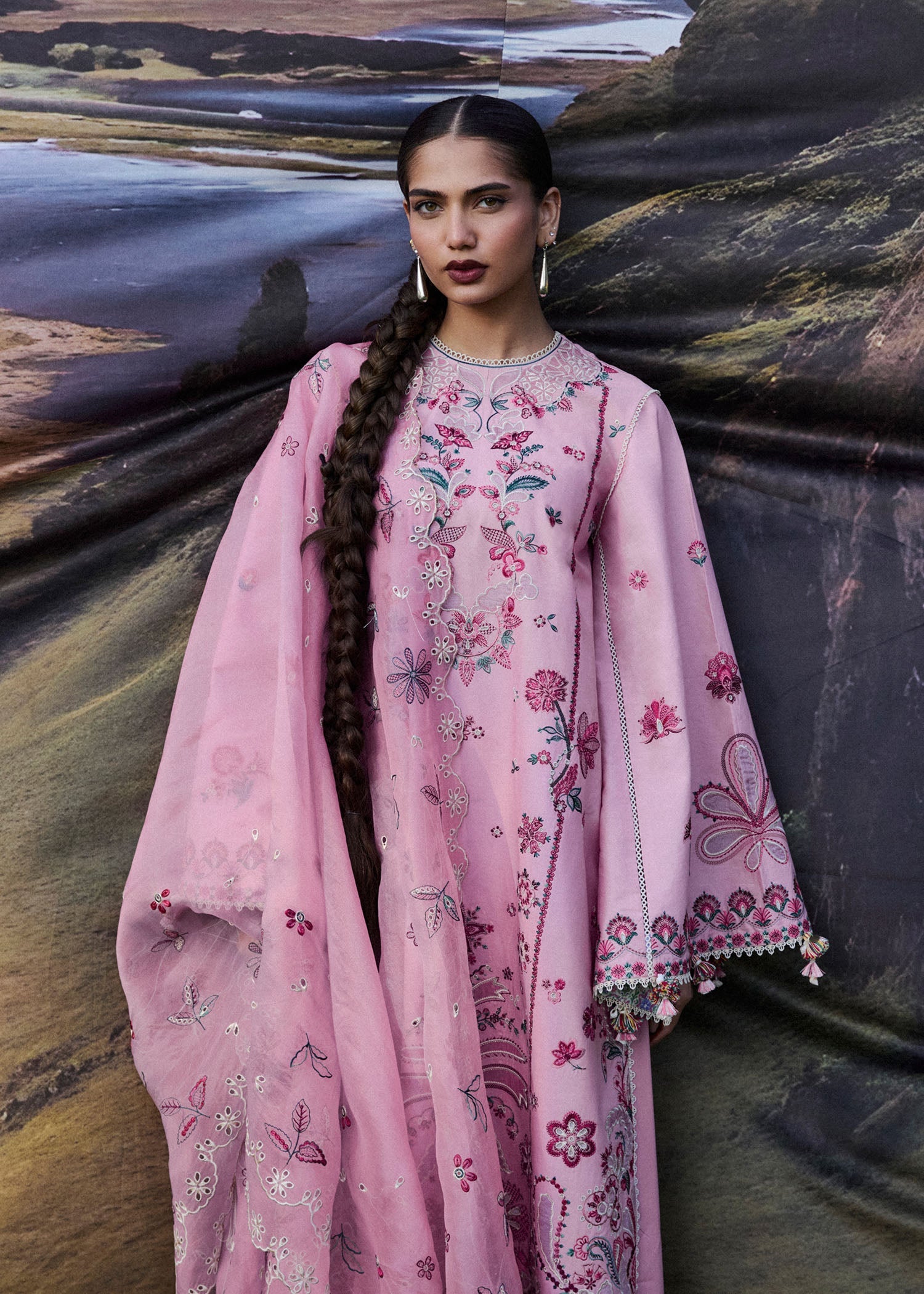 Buy from khaslibaas | Hussain Rehar Zan ss26 | 3 piece unstitched embroidered lawn suit for women (Elfa).choose good quality brands like Maria b, Sobia Nazir zainab Chottani Various Pakistani branded dresses summer fabric, elegant design, perfect for casual & formal wear.delivery available in UK, USA, Canada, UAE, Dubai and other countries... 