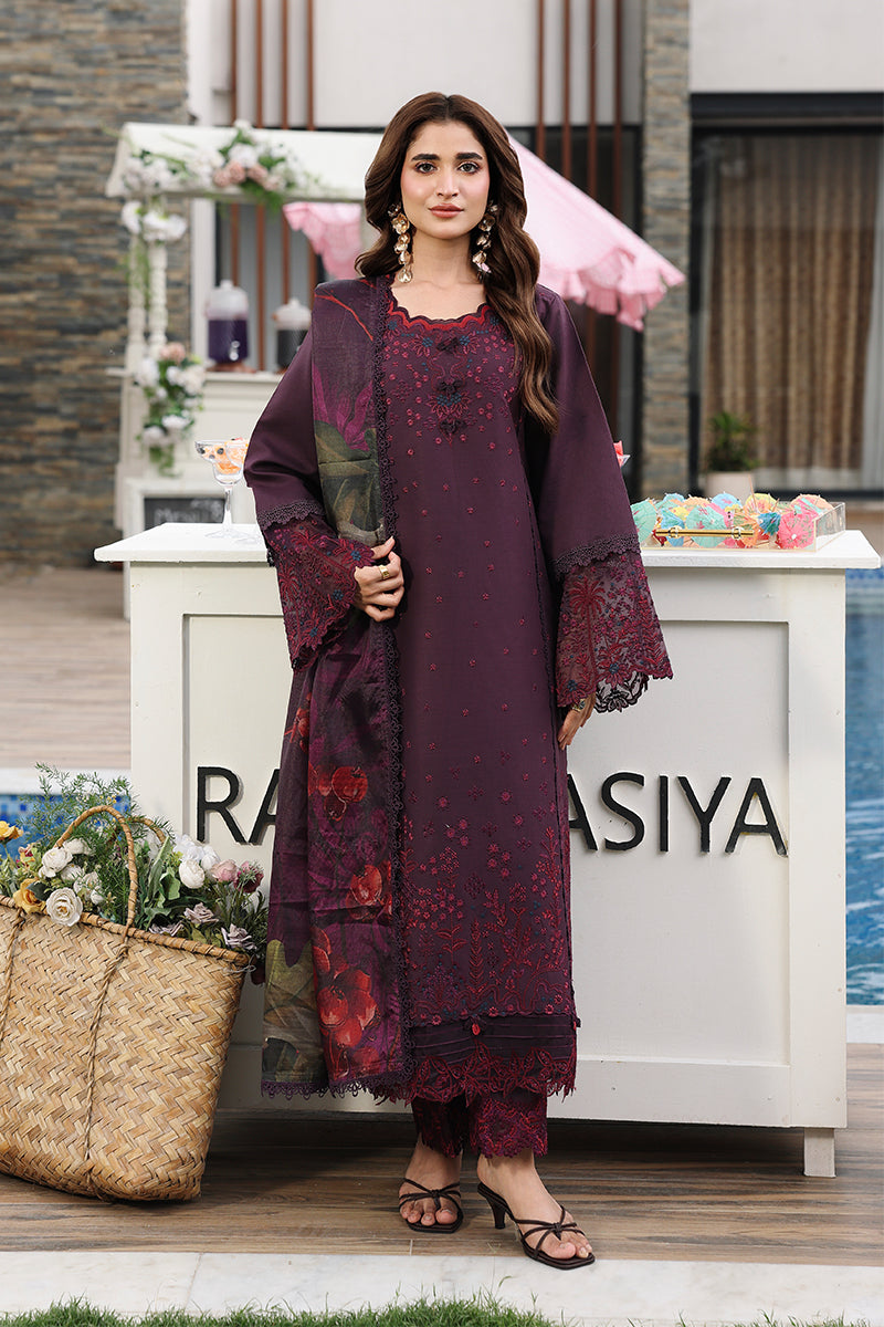 Buy from khaslibaas RANG RASIYA | Florence Luxury Festive Edit 'Arezou - 3 piece unstitched embroidered Festive suit for women .choose good quality brands like Maria b Sobia Nazir Various Pakistani branded dresses summer fabric, elegant design, perfect for casual & formal wear.delivery available in UK, USA,Australia, Canada, UAE, Dubai and other countries... 