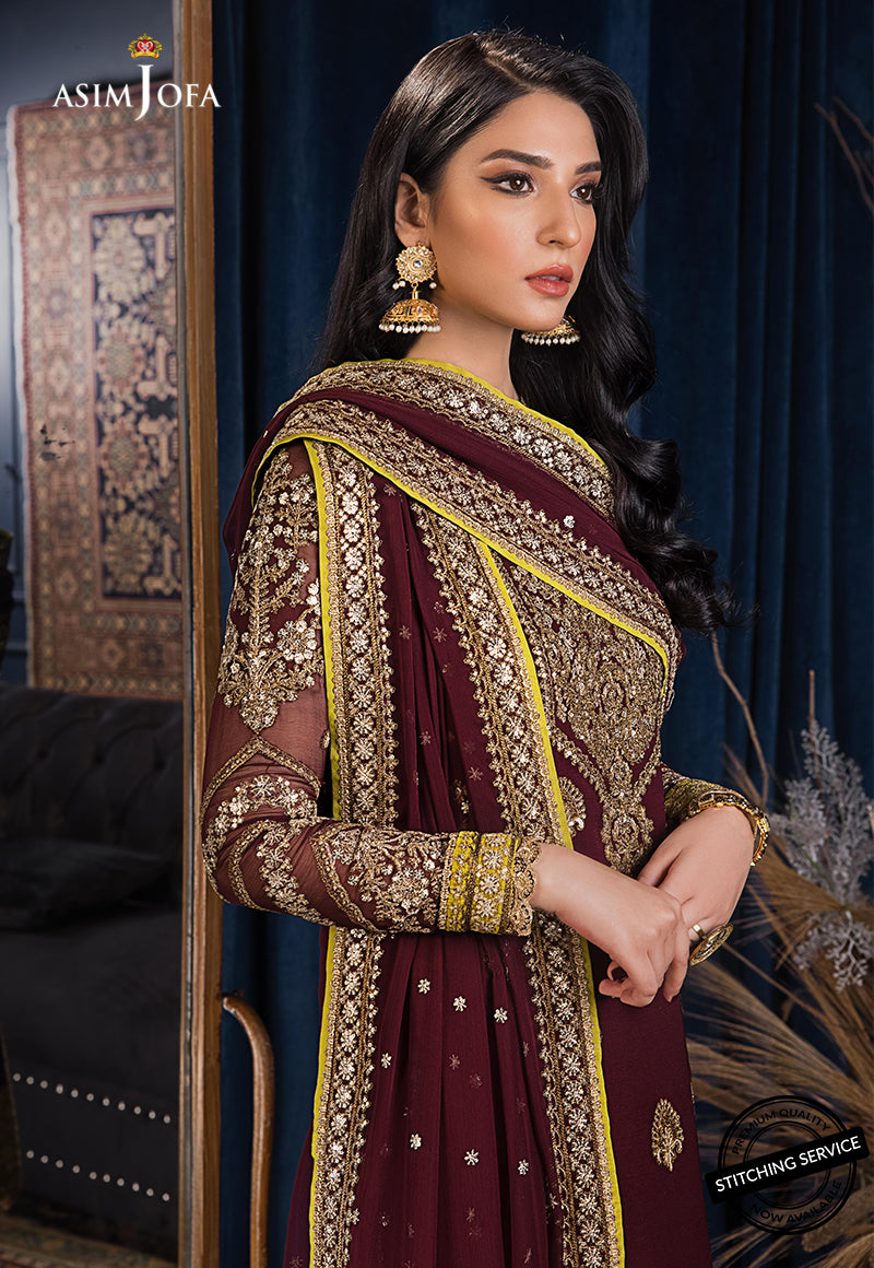 Buy Asim jofa AJRE-08 EMBROIDERED CHIFFON. choose good quality brands like Maria b zainab Chottani, Hussain Rehar etc... Various Pakistani branded dresses summer fabric, elegant design, perfect for casual & formal wear also shop eid collections from khaslibaas .delivery available in UK, USA, Canada, UAE, Dubai and other countries... 