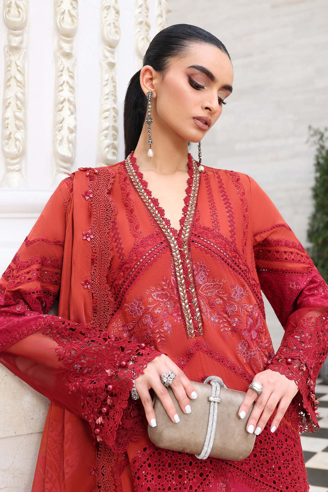 Buy from khaslibaas mariab Luxury lawn Eid II - 3 piece unstitched embroidered lawn suit for women ( D-13).choose good quality brands like Maria b Sobia Nazir Various Pakistani branded dresses summer fabric, elegant design, perfect for casual & formal wear.delivery available in UK, USA,Australia, Canada, UAE, Dubai and other countries... 