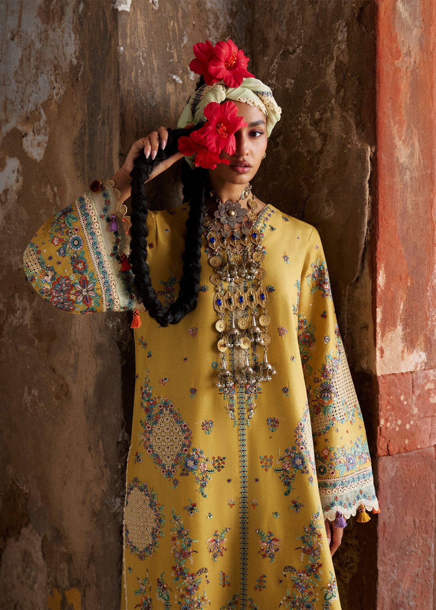 Buy from khaslibaas | Hussain Rehar Zan ss26 | 3 piece unstitched embroidered lawn suit for women (Sari).choose good quality brands like Maria b, Sobia Nazir zainab Chottani Various Pakistani branded dresses summer fabric, elegant design, perfect for casual & formal wear.delivery available in UK, USA, Canada, UAE, Dubai and other countries... 