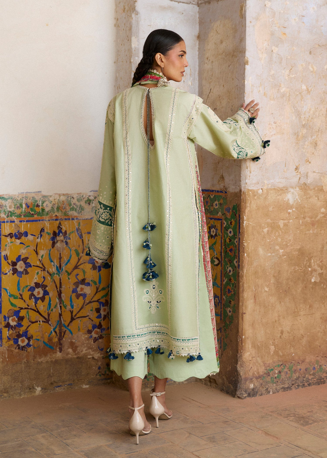 Buy from khaslibaas | Hussain Rehar Zan ss26 | 3 piece unstitched embroidered lawn suit for women (Nane).choose good quality brands like Maria b, Sobia Nazir zainab Chottani Various Pakistani branded dresses summer fabric, elegant design, perfect for casual & formal wear.delivery available in UK, USA, Canada, UAE, Dubai and other countries... 