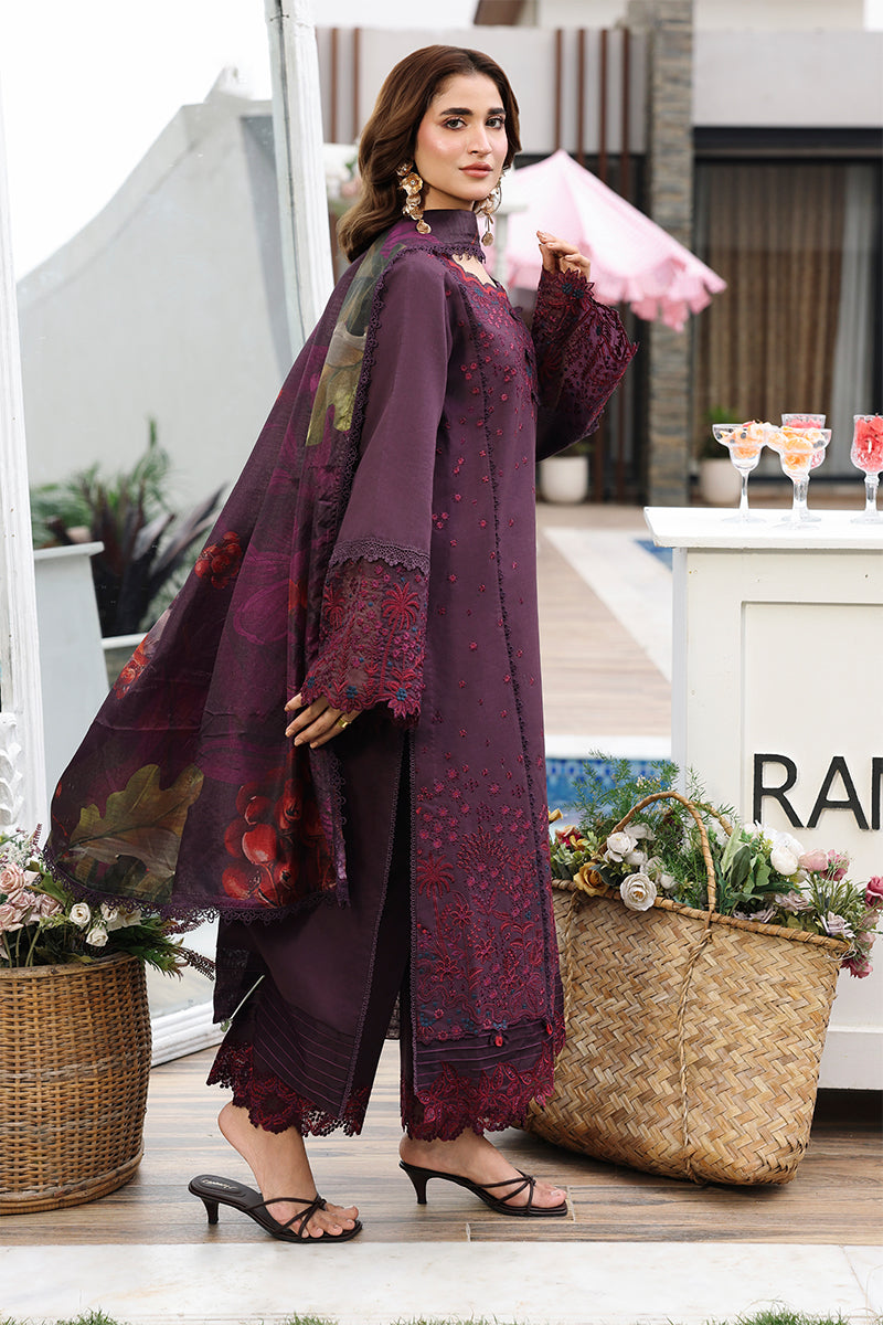 Buy from khaslibaas RANG RASIYA | Florence Luxury Festive Edit 'Arezou - 3 piece unstitched embroidered Festive suit for women .choose good quality brands like Maria b Sobia Nazir Various Pakistani branded dresses summer fabric, elegant design, perfect for casual & formal wear.delivery available in UK, USA,Australia, Canada, UAE, Dubai and other countries... 