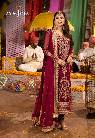 Buy Asim jofa | AJCD-12 EMBROIDERED CHIFFON  | Women FESTIVE Dress 2026.choose good quality brands like Maria b zainab Chottani, Hussain Rehar etc... Various Pakistani branded dresses summer fabric, elegant design, perfect for casual & formal wear also shop eid collections from khaslibaas .delivery available in UK, USA, Canada, UAE, Dubai and other countries... 