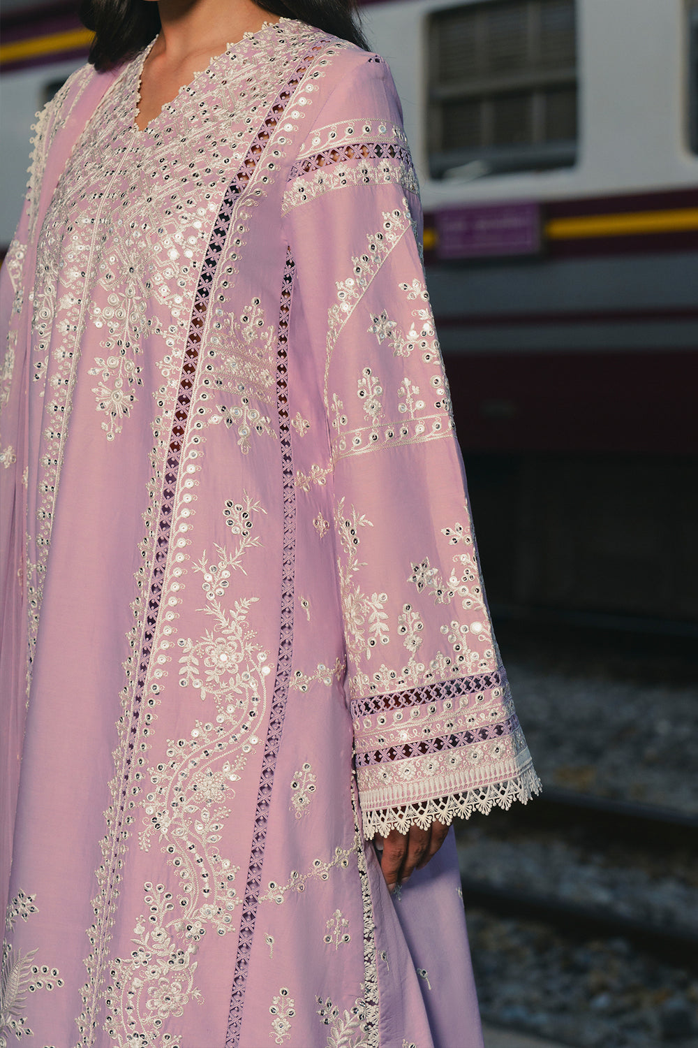 Buy Afrozeh | Mulaqaat'26 - DILNASHEEN Embroidered  Suit 3 Pcs Unstitched | Women Summer Dresses 2026.choose good quality brands like Maria b zainab Chottani, Hussain Rehar, sobia nazir etc... Various Pakistani branded dresses summer fabric, elegant design, perfect for casual & formal wear also shop eid collections from khaslibaas .delivery available in UK, USA, Canada, UAE, Dubai and other countries... 