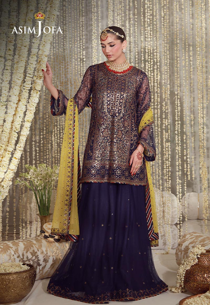 Buy asim jofa AJULFE-04 Embroidered  Suit 3 Pcs Unstitched | Women Summer Dress 2026.choose good quality brands like Maria b zainab Chottani, Hussain Rehar etc... Various Pakistani branded dresses summer fabric, elegant design, perfect for casual & formal wear also shop eid collections from khaslibaas .delivery available in UK, USA, Canada, UAE, Dubai and other countries... 