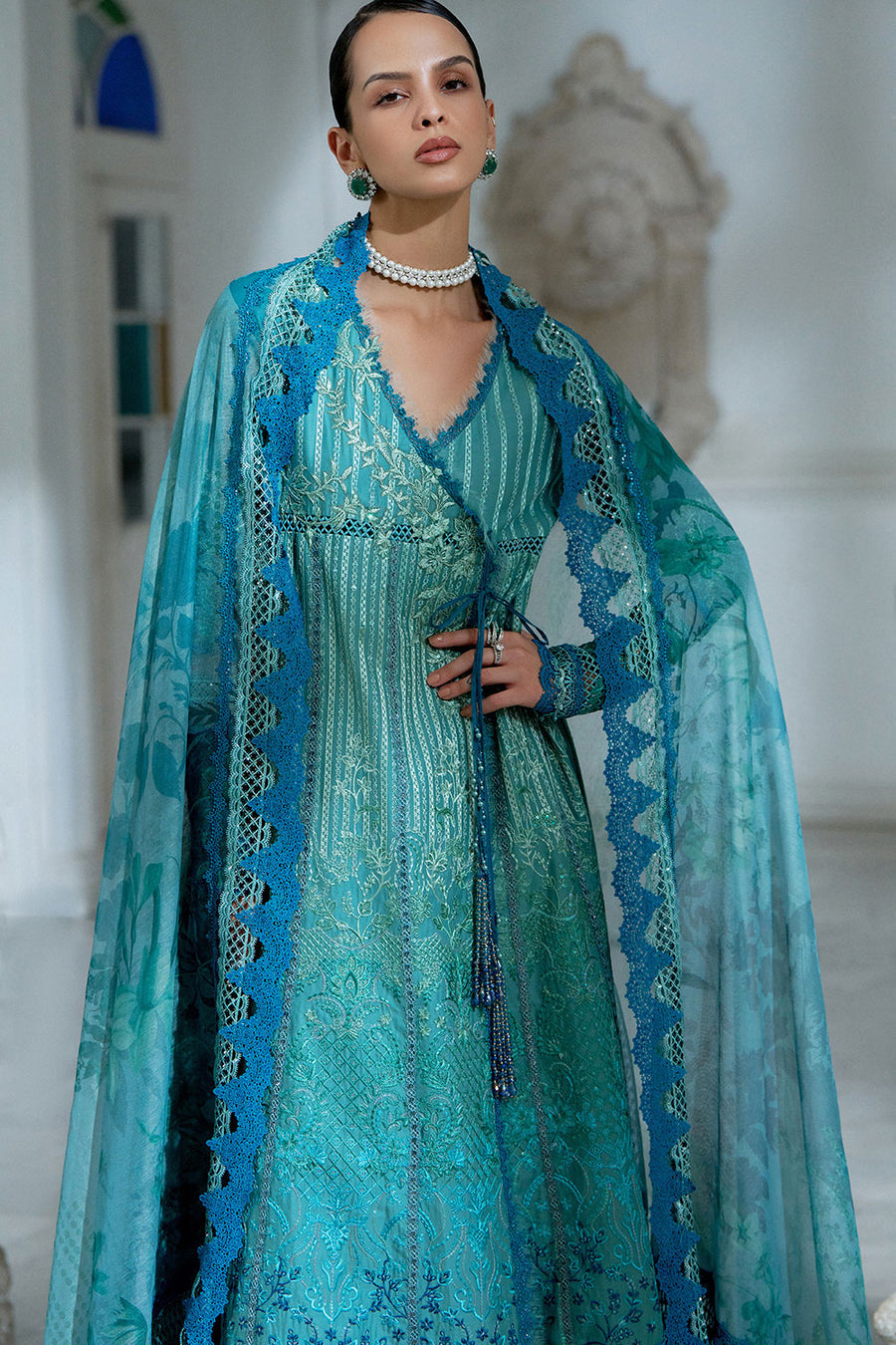 Buy from khaslibaas | sobia nazir Luxury Lawn Eid 2026 | 3 piece unstitched embroidered lawn suit for women (design 6A).choose good quality brands like Maria b zainab Chottani Various Pakistani branded dresses summer fabric, elegant design, perfect for casual & formal wear.delivery available in UK, USA, Canada, UAE, Dubai and other countries... 
