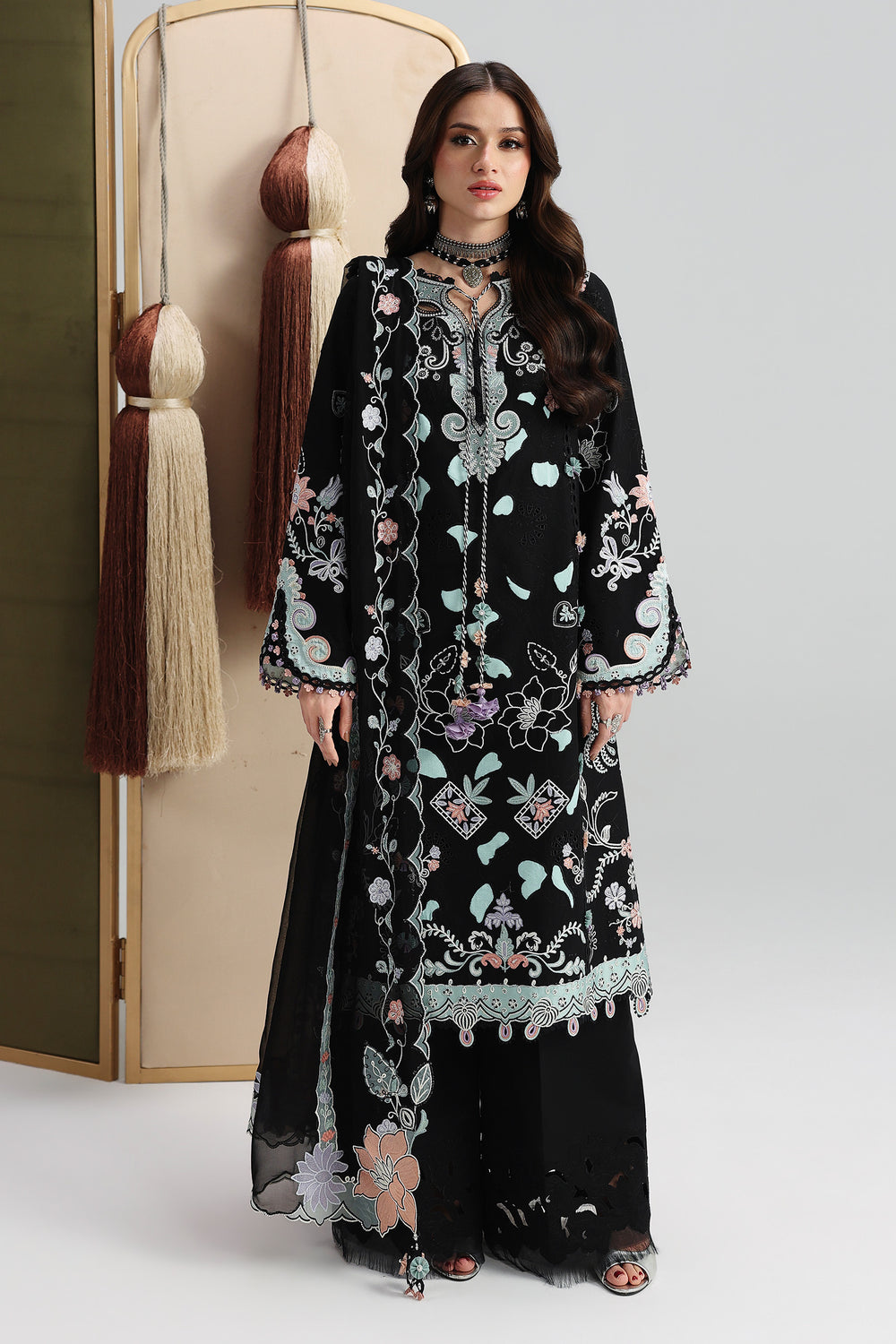 Buy QALAMKAR QFL-12 REHA Embroidered  Suit 3 Pcs Unstitched | Women Summer Dresses 2026.choose good quality brands like Maria b zainab Chottani, Hussain Rehar, sobia nazir etc... Various Pakistani branded dresses summer fabric, elegant design, perfect for casual & formal wear also shop eid collections from khaslibaas .delivery available in UK, USA, Canada, UAE, Dubai and other countries... 