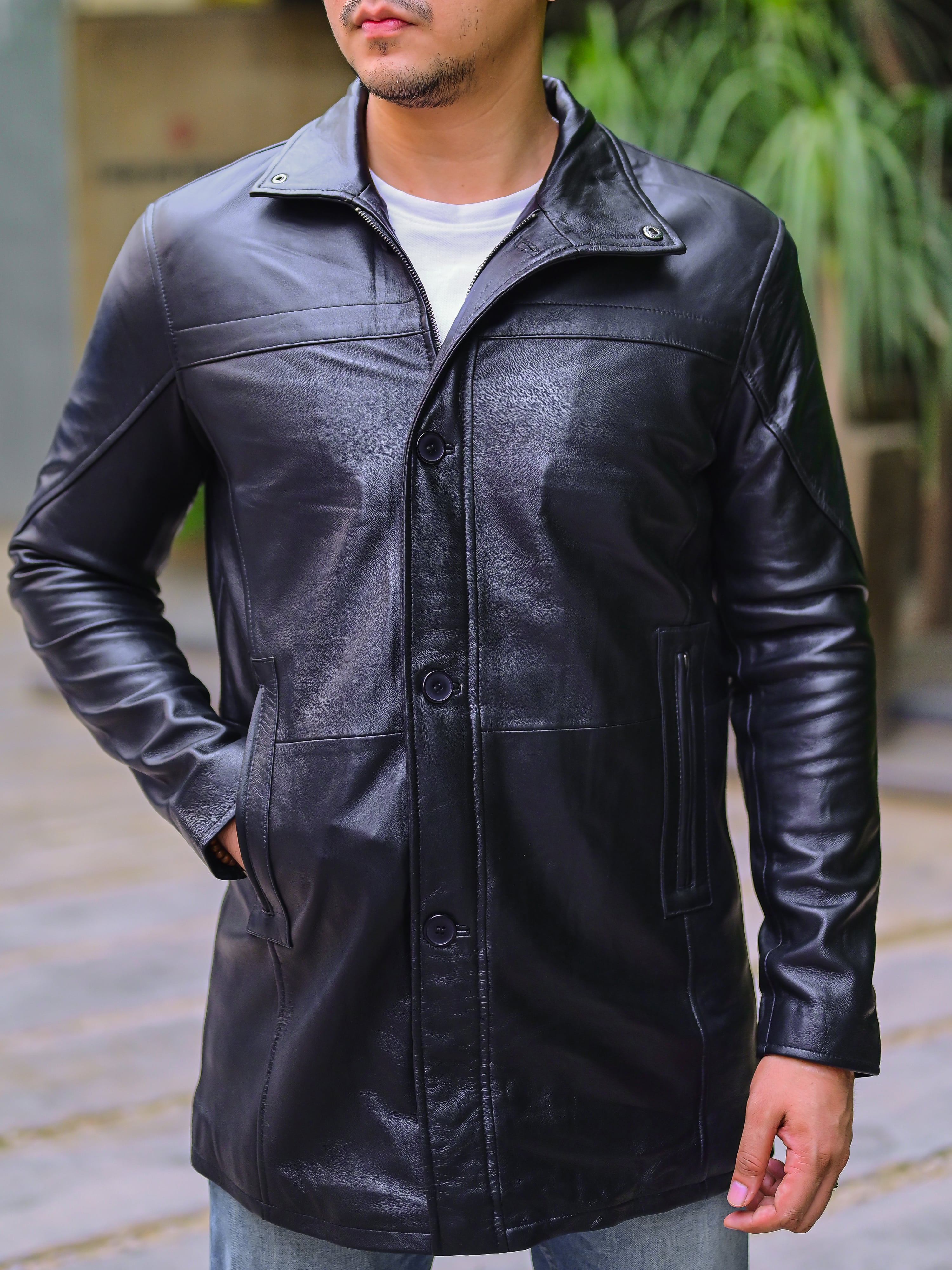 Men’s 3/4 Genuine Leather Car Coat | Premium Winter Coat | Khaslibaas