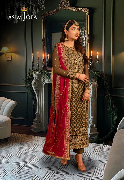 Buy Asim jofa AJCD-27 EMBROIDERED CHIFFON. choose good quality brands like Maria b zainab Chottani, Hussain Rehar etc... Various Pakistani branded dresses summer fabric, elegant design, perfect for casual & formal wear also shop eid collections from khaslibaas .delivery available in UK, USA, Canada, UAE, Dubai and other countries... 