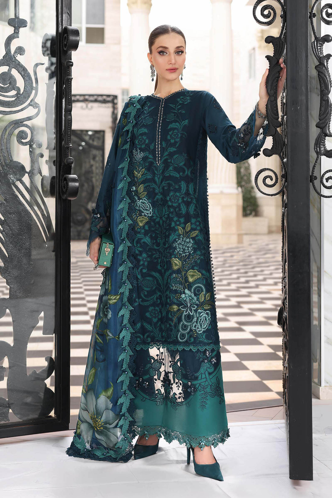 Buy from khaslibaas mariab Luxury lawn Eid II - 3 piece unstitched embroidered lawn suit for women ( D-06).choose good quality brands like Maria b Sobia Nazir Various Pakistani branded dresses summer fabric, elegant design, perfect for casual & formal wear.delivery available in UK, USA,Australia, Canada, UAE, Dubai and other countries... 