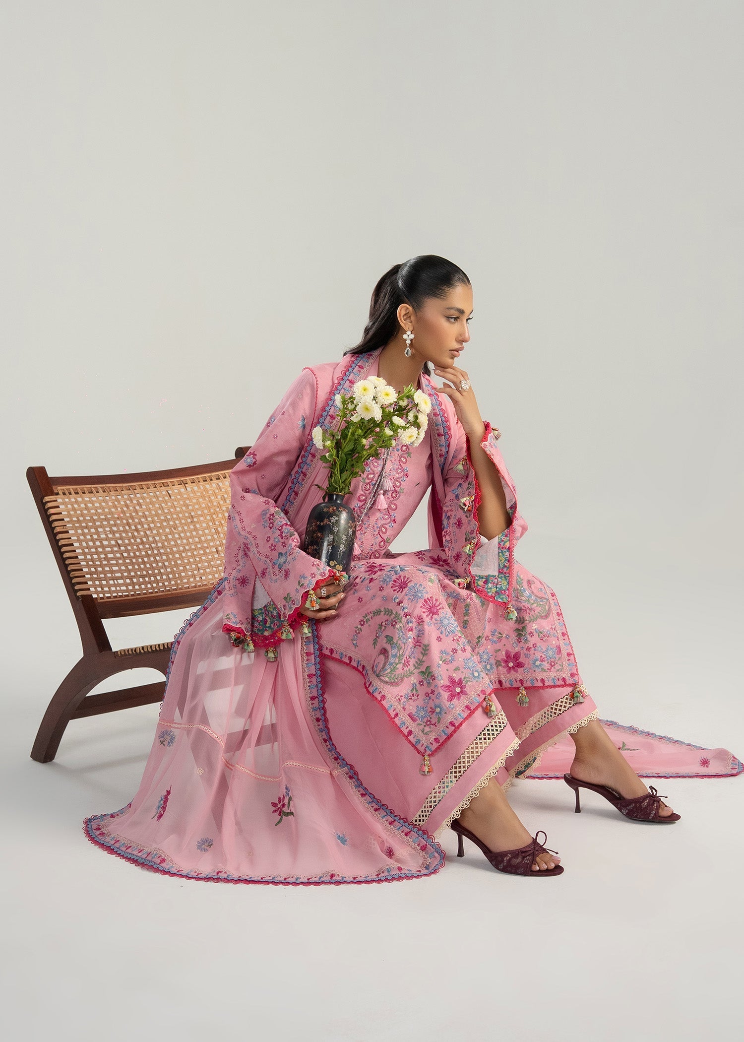 Buy from khaslibaas | Hussain Rehar Zan ss26 | 3 piece unstitched embroidered lawn suit for women (Pembe).choose good quality brands like Maria b, Sobia Nazir zainab Chottani Various Pakistani branded dresses summer fabric, elegant design, perfect for casual & formal wear.delivery available in UK, USA, Canada, UAE, Dubai and other countries... 