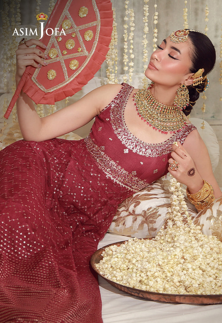 Buy asim jofa AJULFE-01 Embroidered  Suit 3 Pcs Unstitched | Women Summer Dress 2026.choose good quality brands like Maria b zainab Chottani, Hussain Rehar etc... Various Pakistani branded dresses summer fabric, elegant design, perfect for casual & formal wear also shop eid collections from khaslibaas .delivery available in UK, USA, Canada, UAE, Dubai and other countries... 