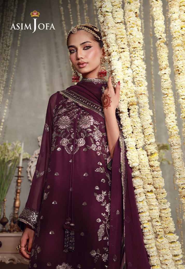 Buy asim jofa AJULFE-11 Embroidered  Suit 3 Pcs Unstitched | Women Summer Dress 2026.choose good quality brands like Maria b zainab Chottani, Hussain Rehar etc... Various Pakistani branded dresses summer fabric, elegant design, perfect for casual & formal wear also shop eid collections from khaslibaas .delivery available in UK, USA, Canada, UAE, Dubai and other countries... 