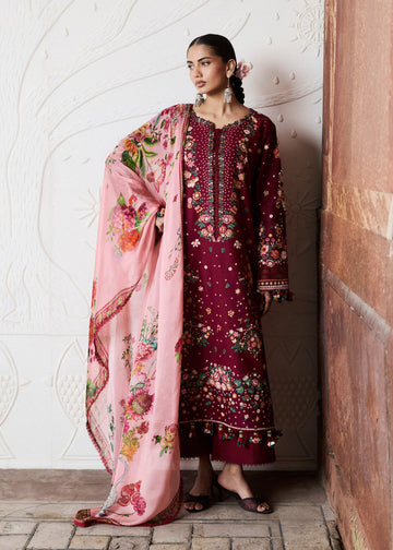 Buy from khaslibaas | Hussain Rehar Zan ss26 | 3 piece unstitched embroidered lawn suit for women (Kestane).choose good quality brands like Maria b, Sobia Nazir zainab Chottani Various Pakistani branded dresses summer fabric, elegant design, perfect for casual & formal wear.delivery available in UK, USA, Canada, UAE, Dubai and other countries... 