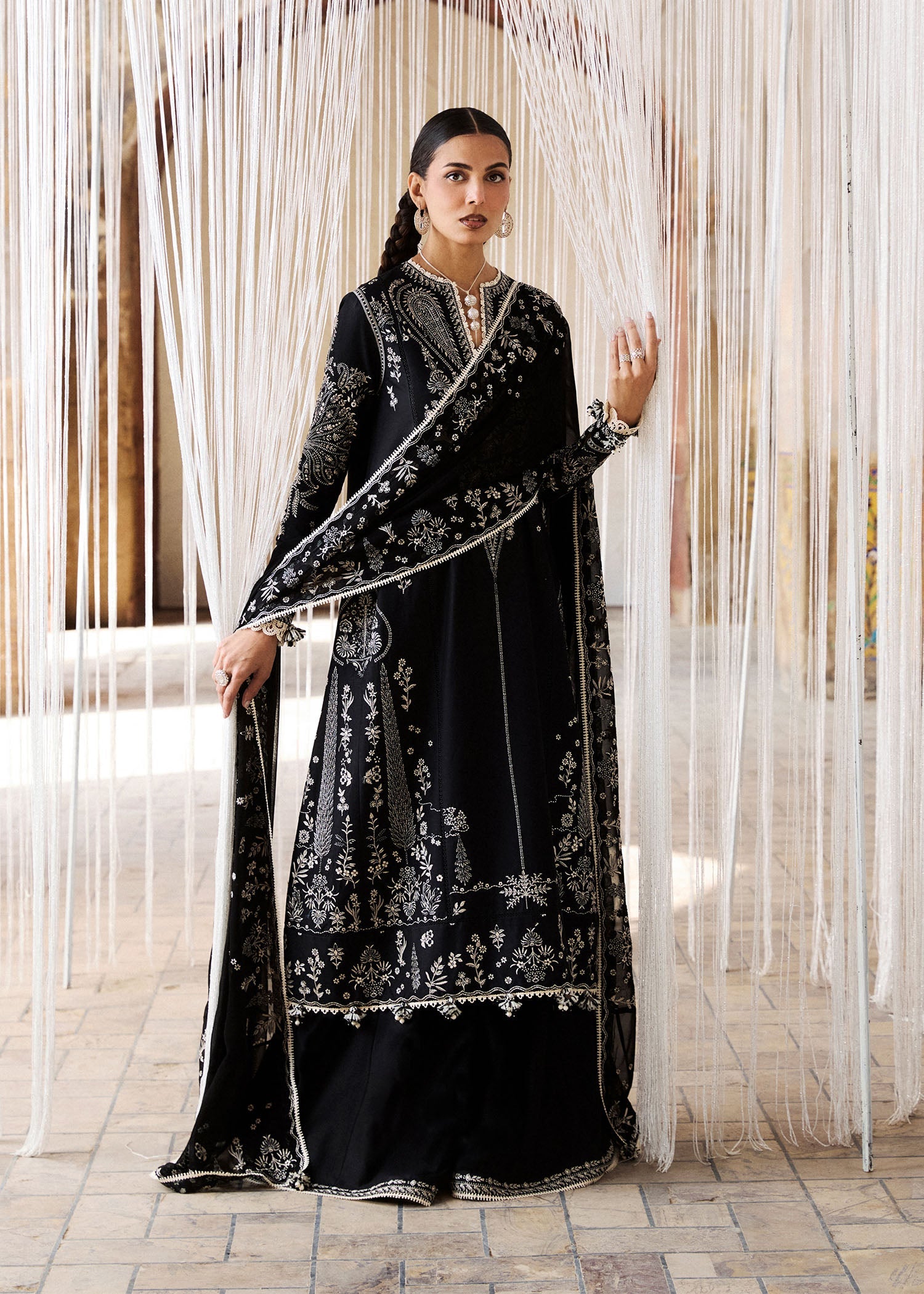 Buy from khaslibaas | Hussain Rehar Zan ss26 | 3 piece unstitched embroidered lawn suit for women (Meshki).choose good quality brands like Maria b, Sobia Nazir zainab Chottani Various Pakistani branded dresses summer fabric, elegant design, perfect for casual & formal wear.delivery available in UK, USA, Canada, UAE, Dubai and other countries... 
