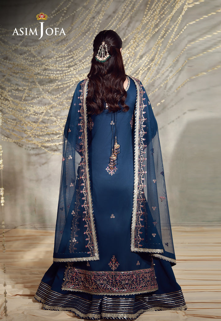 Buy asim jofa AJULFE-13 Embroidered Slub Lawn Suit 3 Pcs Unstitched | Women Summer Dress 2026.choose good quality brands like Maria b zainab Chottani, Hussain Rehar etc... Various Pakistani branded dresses summer fabric, elegant design, perfect for casual & formal wear also shop eid collections from khaslibaas .delivery available in UK, USA, Canada, UAE, Dubai and other countries... 