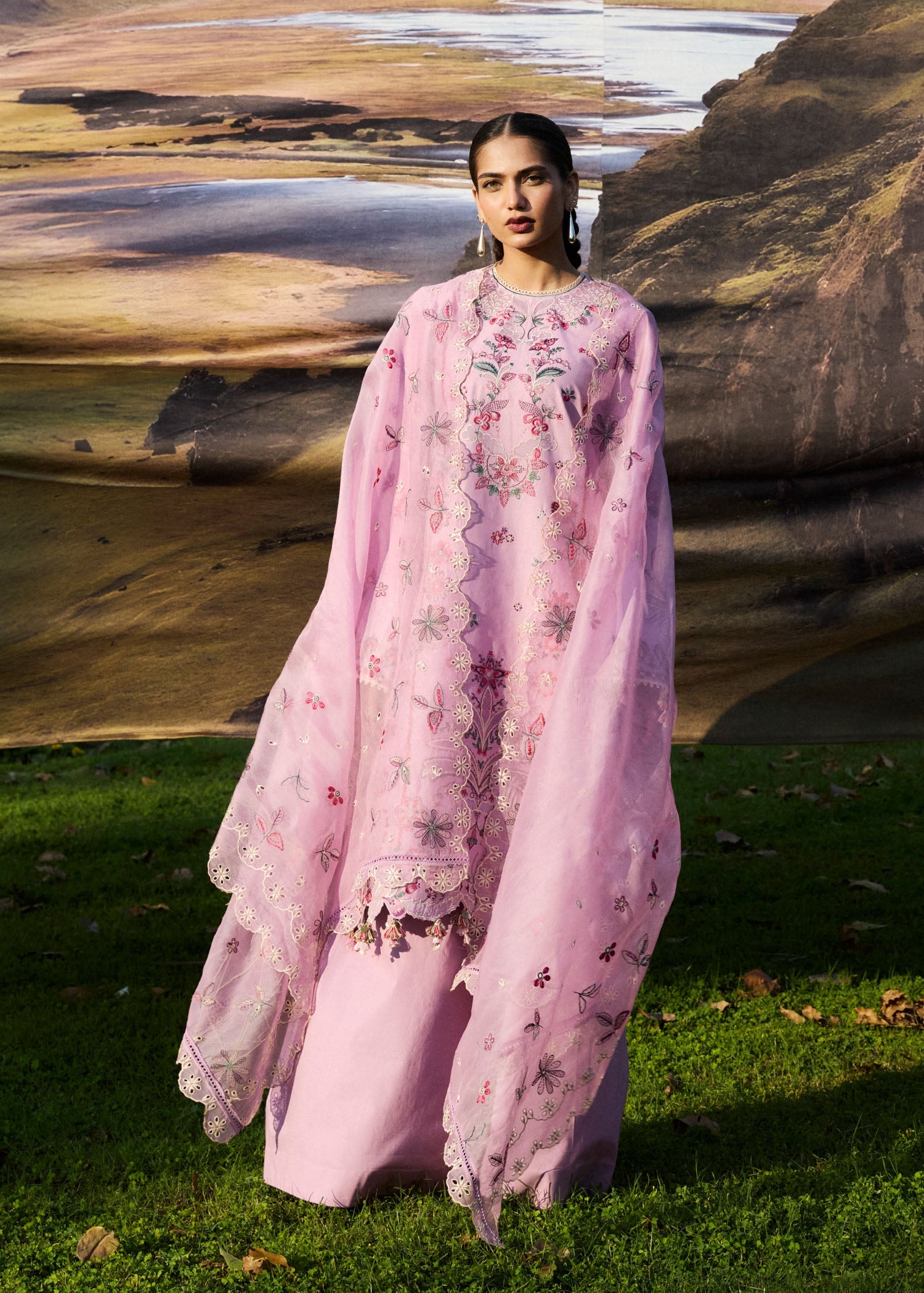 Buy from khaslibaas | Hussain Rehar Zan ss26 | 3 piece unstitched embroidered lawn suit for women (Elfa).choose good quality brands like Maria b, Sobia Nazir zainab Chottani Various Pakistani branded dresses summer fabric, elegant design, perfect for casual & formal wear.delivery available in UK, USA, Canada, UAE, Dubai and other countries... 