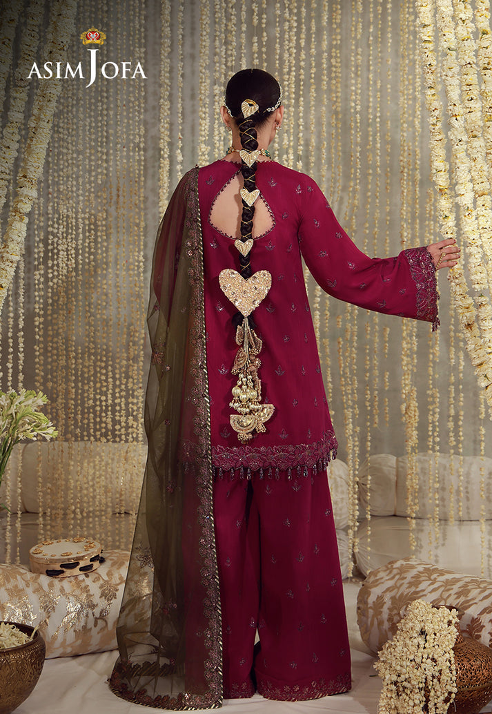 Buy asim jofa AJULFE-06 Embroidered  Suit 3 Pcs Unstitched | Women Summer Dress 2026.choose good quality brands like Maria b zainab Chottani, Hussain Rehar etc... Various Pakistani branded dresses summer fabric, elegant design, perfect for casual & formal wear also shop eid collections from khaslibaas .delivery available in UK, USA, Canada, UAE, Dubai and other countries... 