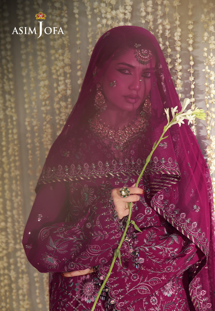 Buy asim jofa AJULFE-05 Embroidered  Suit 3 Pcs Unstitched | Women Summer Dress 2026.choose good quality brands like Maria b zainab Chottani, Hussain Rehar etc... Various Pakistani branded dresses summer fabric, elegant design, perfect for casual & formal wear also shop eid collections from khaslibaas .delivery available in UK, USA, Canada, UAE, Dubai and other countries... 