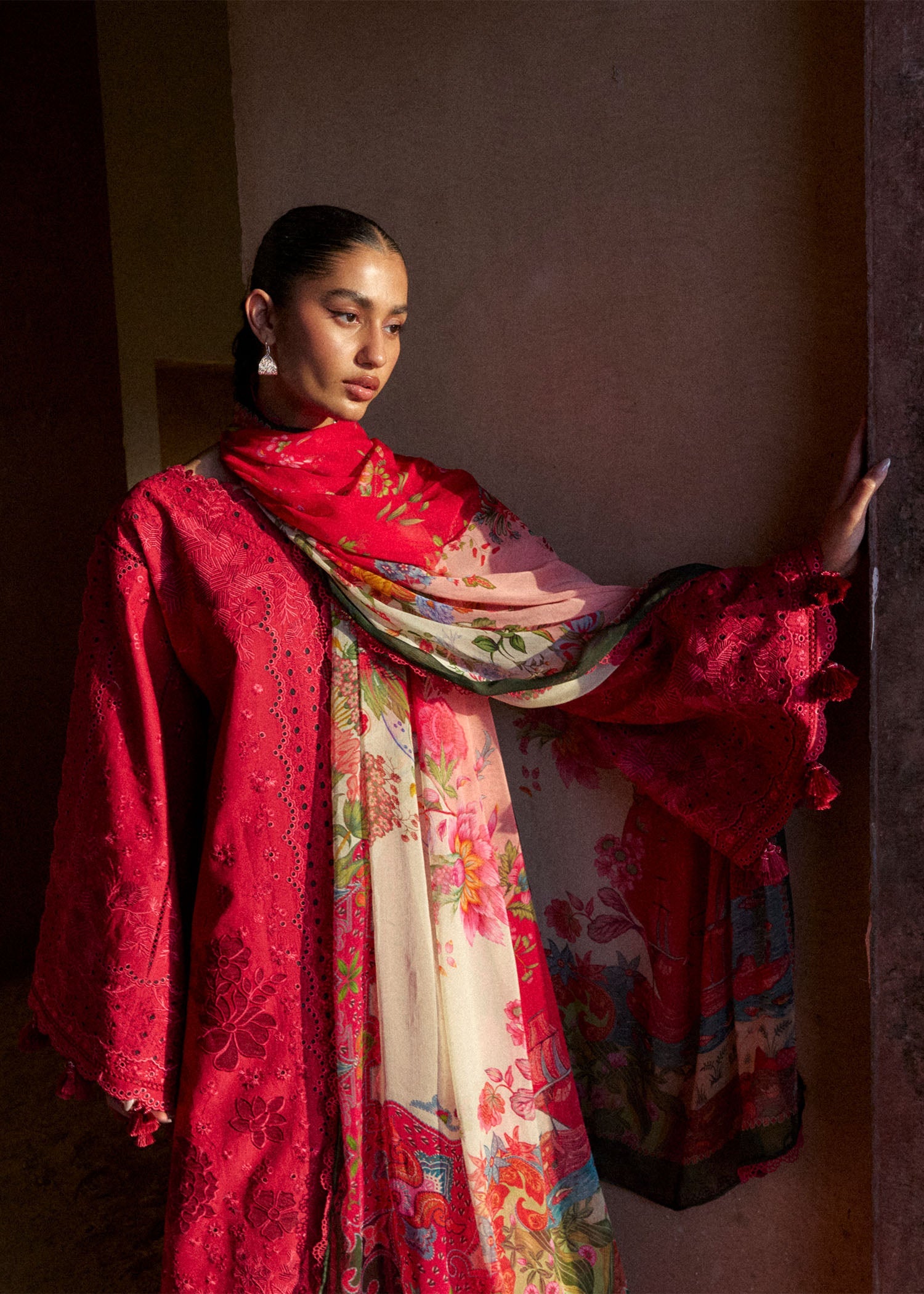 Buy from khaslibaas | Hussain Rehar Zan ss26 | 3 piece unstitched embroidered lawn suit for women (Qermez).choose good quality brands like Maria b, Sobia Nazir zainab Chottani Various Pakistani branded dresses summer fabric, elegant design, perfect for casual & formal wear.delivery available in UK, USA, Canada, UAE, Dubai and other countries... 