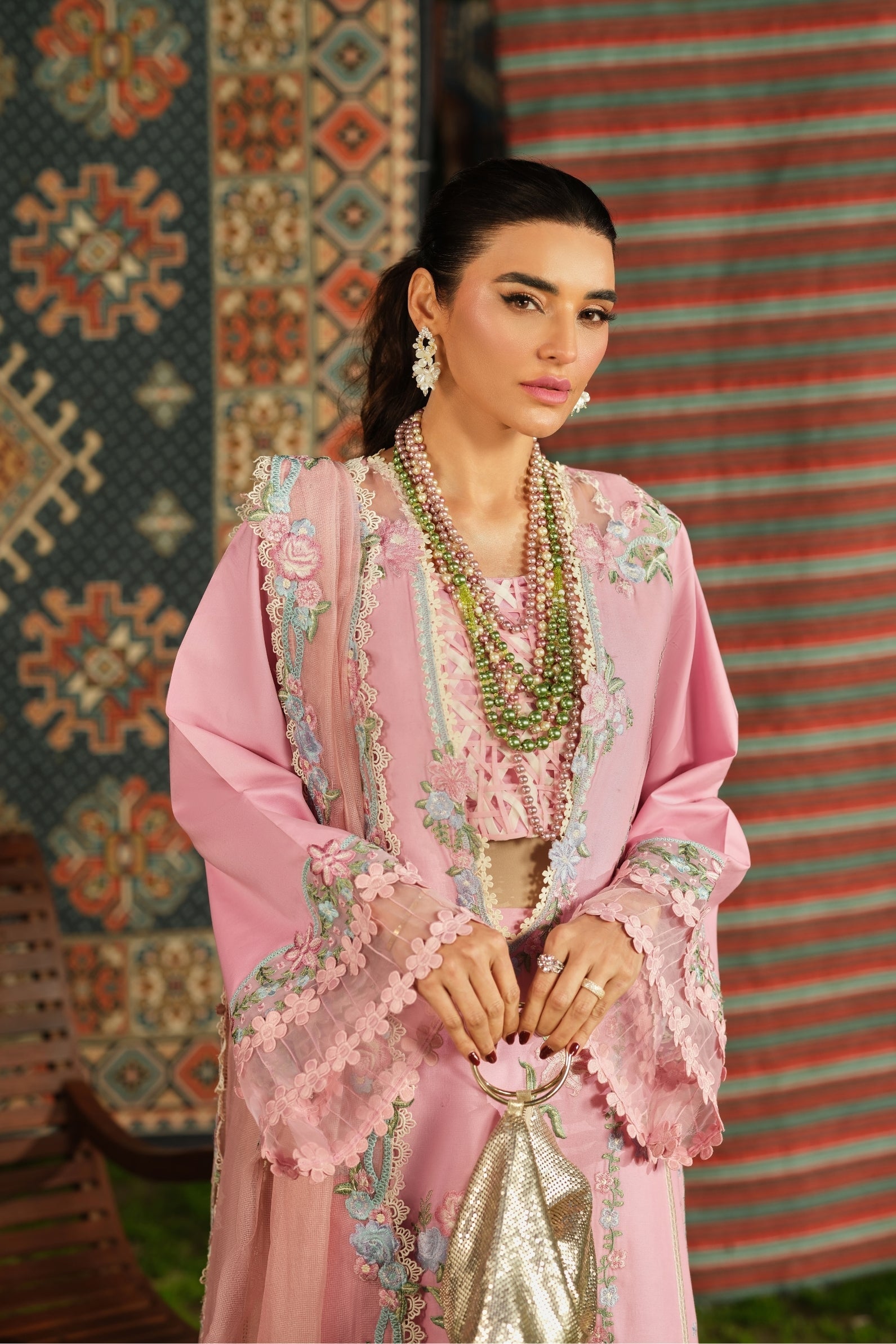 Buy from khaslibaas | Maryam Hussain Luxury Lawn '26 | 3 piece unstitched embroidered lawn suit for women (Aesaar).choose good quality brands like Maria b, Sobia Nazir zainab Chottani Various Pakistani branded dresses summer fabric, elegant design, perfect for casual & formal wear.delivery available in UK, USA, Canada, UAE, Dubai and other countries... 
