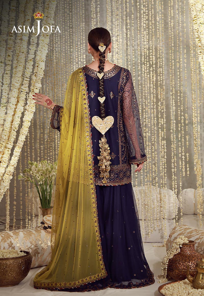 Buy asim jofa AJULFE-04 Embroidered  Suit 3 Pcs Unstitched | Women Summer Dress 2026.choose good quality brands like Maria b zainab Chottani, Hussain Rehar etc... Various Pakistani branded dresses summer fabric, elegant design, perfect for casual & formal wear also shop eid collections from khaslibaas .delivery available in UK, USA, Canada, UAE, Dubai and other countries... 