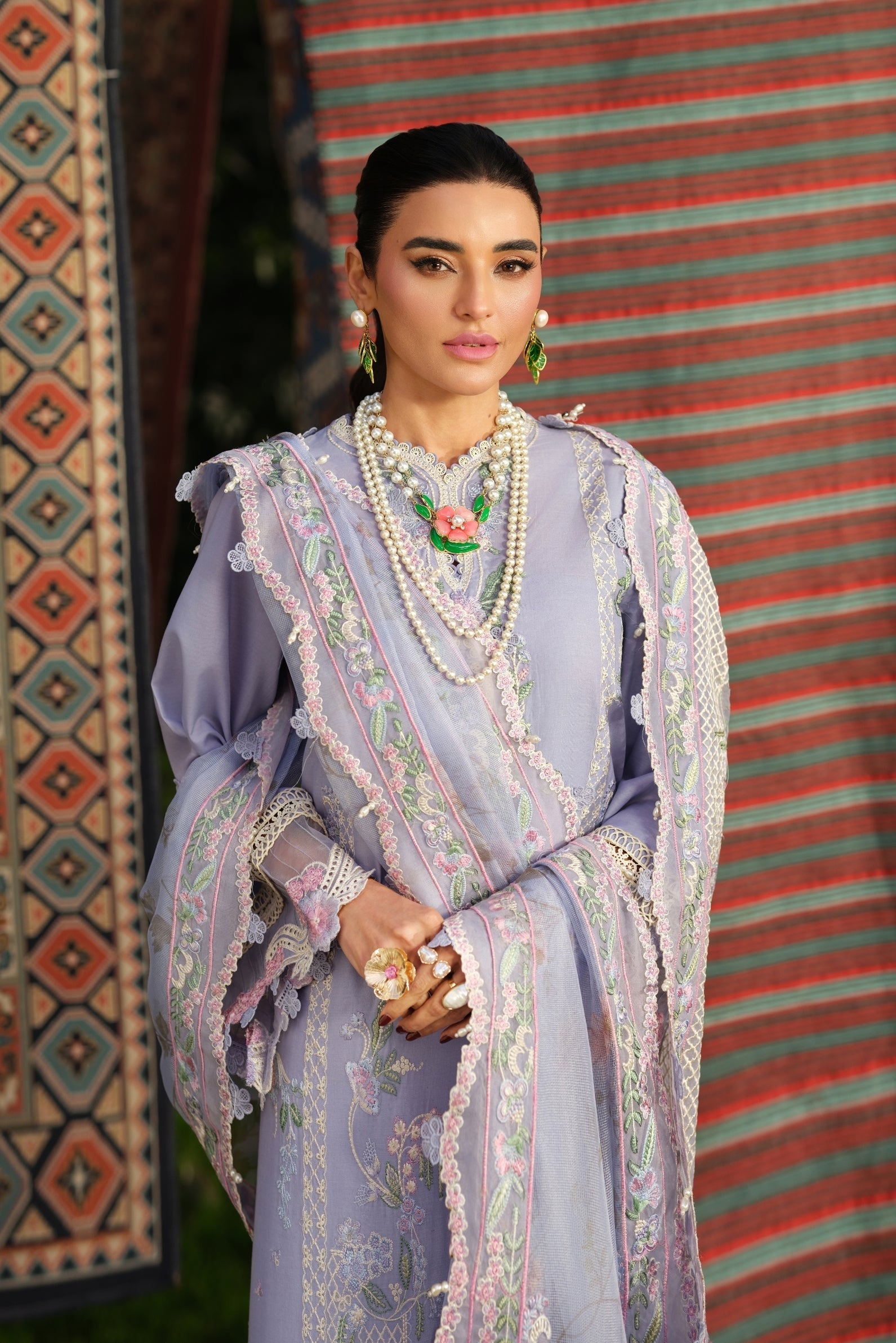 Buy from khaslibaas | Maryam Hussain Luxury Lawn '26 | 3 piece unstitched embroidered lawn suit for women (Jasmine).choose good quality brands like Maria b, Sobia Nazir zainab Chottani Various Pakistani branded dresses summer fabric, elegant design, perfect for casual & formal wear.delivery available in UK, USA, Canada, UAE, Dubai and other 