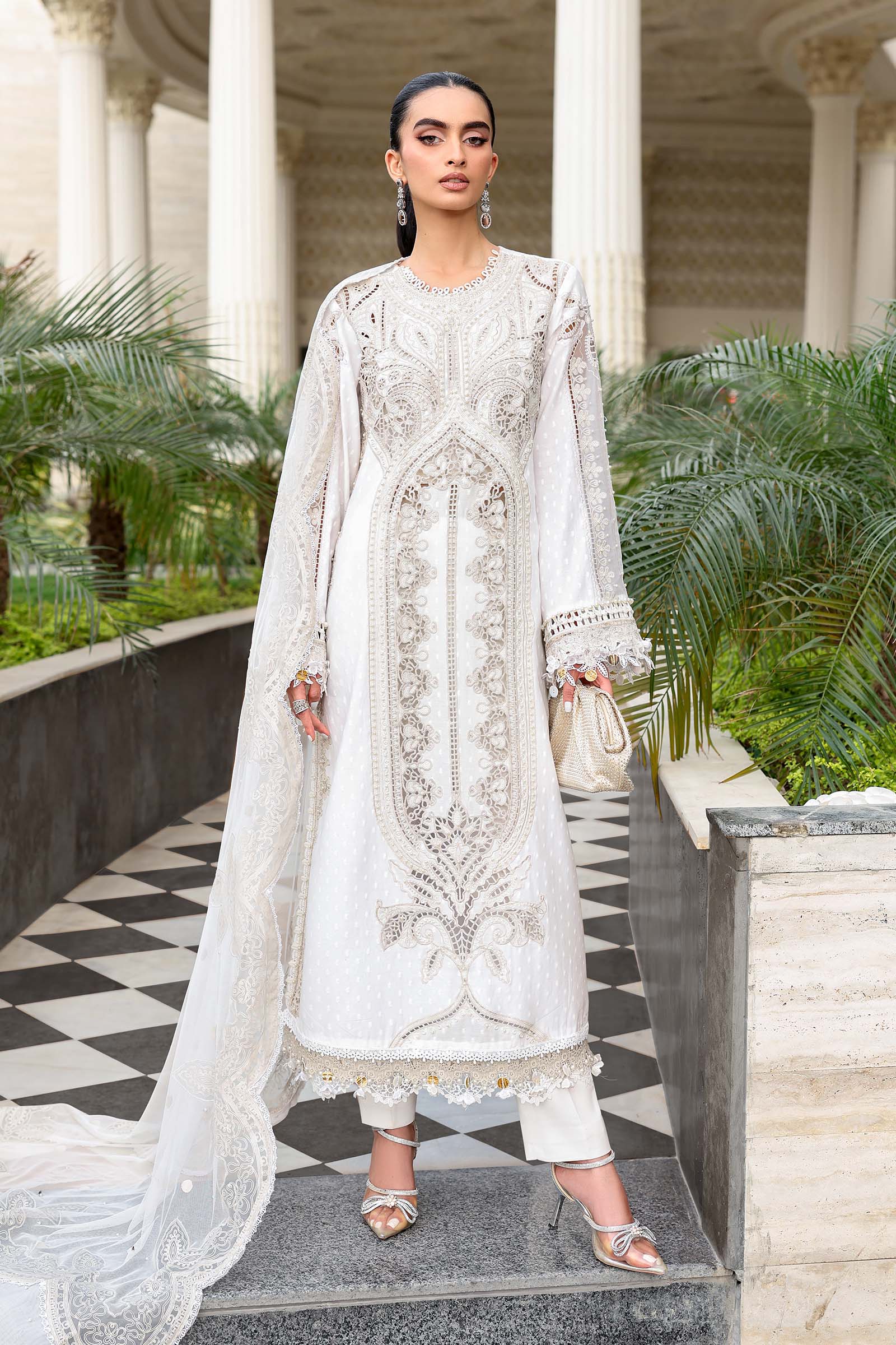 Buy from khaslibaas mariab Luxury lawn Eid II - 3 piece unstitched embroidered lawn suit for women ( D-01).choose good quality brands like Maria b Sobia Nazir Various Pakistani branded dresses summer fabric, elegant design, perfect for casual & formal wear.delivery available in UK, USA,Australia, Canada, UAE, Dubai and other countries... 