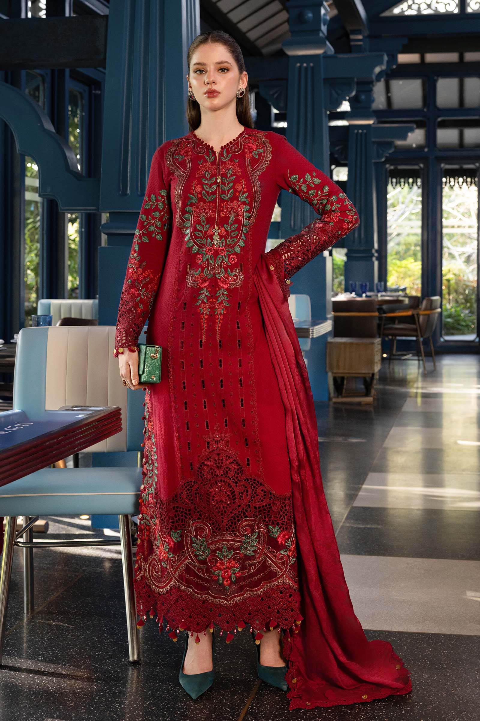 Buy from khaslibaas mariab Luxury lawn Eid II - 3 piece unstitched embroidered lawn suit for women ( D-05).choose good quality brands like Maria b Sobia Nazir Various Pakistani branded dresses summer fabric, elegant design, perfect for casual & formal wear.delivery available in UK, USA,Australia, Canada, UAE, Dubai and other countries... 