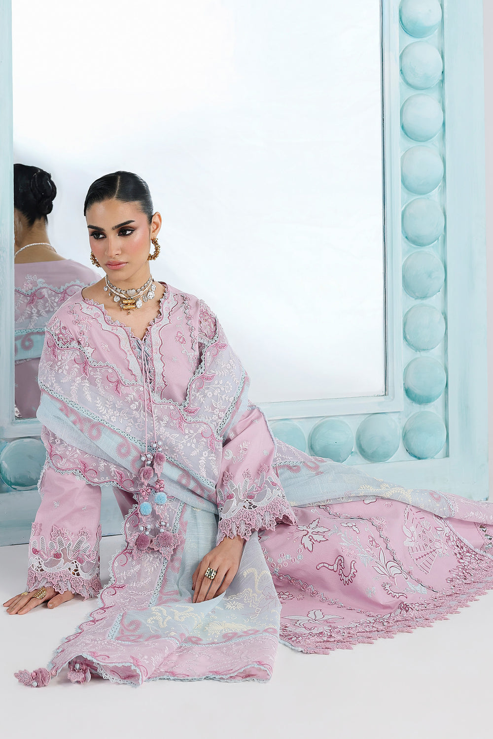 Buy QALAMKAR QFL-02 ISANE Embroidered  Suit 3 Pcs Unstitched | Women Summer Dresses 2026.choose good quality brands like Maria b zainab Chottani, Hussain Rehar, sobia nazir etc... Various Pakistani branded dresses summer fabric, elegant design, perfect for casual & formal wear also shop eid collections from khaslibaas .delivery available in UK, USA, Canada, UAE, Dubai and other countries... 