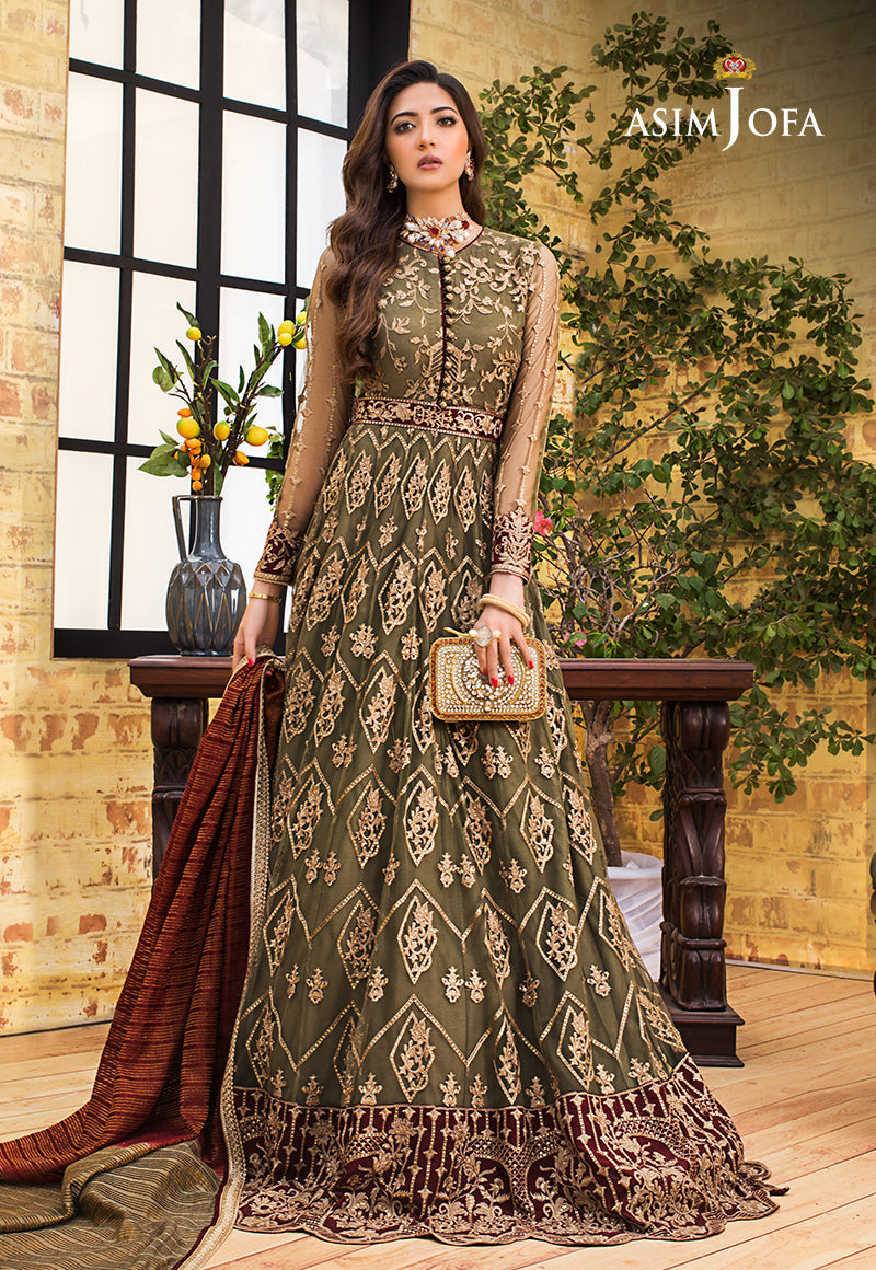 Buy Asim jofa AJLE-06 Net Embroidered collection | Women FESTIVE Dress 2026.choose good quality brands like Maria b zainab Chottani, Hussain Rehar etc... Various Pakistani branded dresses summer fabric, elegant design, perfect for casual & formal wear also shop eid collections from khaslibaas .delivery available in UK, USA, Canada, UAE, Dubai and other countries... 