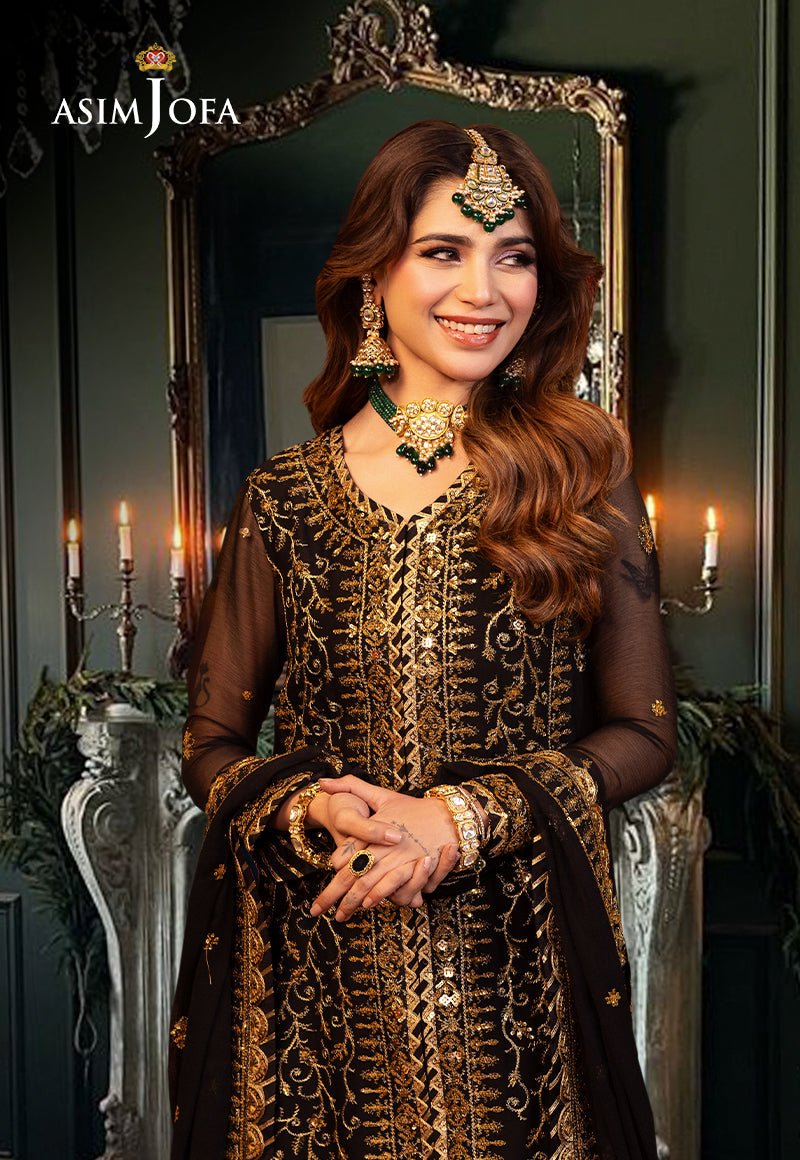 Buy Asim jofa | AJCD-19 EMBROIDERED CHIFFON  | Women FESTIVE Dress 2026.choose good quality brands like Maria b zainab Chottani, Hussain Rehar etc... Various Pakistani branded dresses summer fabric, elegant design, perfect for casual & formal wear also shop eid collections from khaslibaas .delivery available in UK, USA, Canada, UAE, Dubai and other countries... 