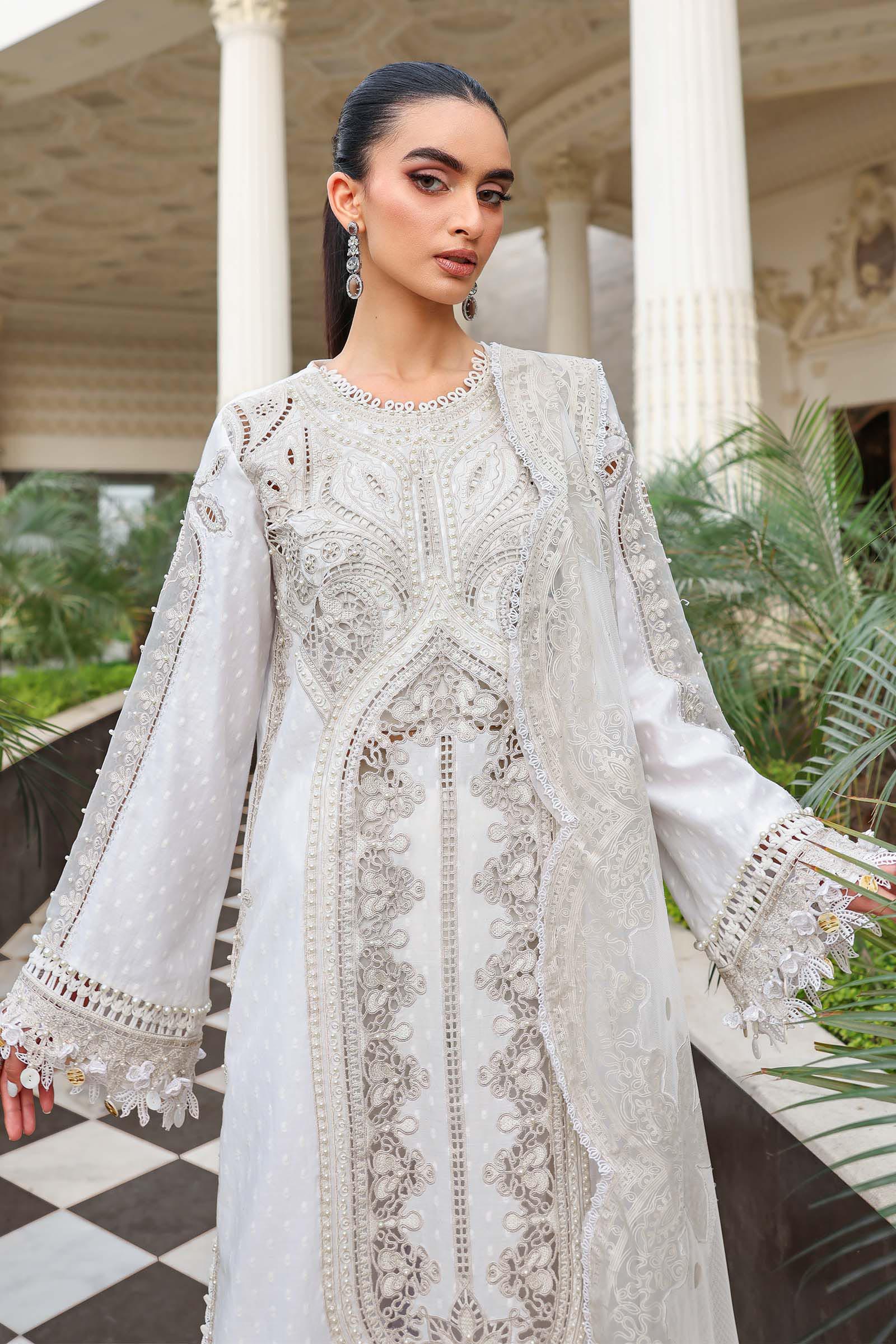 Buy from khaslibaas mariab Luxury lawn Eid II - 3 piece unstitched embroidered lawn suit for women ( D-01).choose good quality brands like Maria b Sobia Nazir Various Pakistani branded dresses summer fabric, elegant design, perfect for casual & formal wear.delivery available in UK, USA,Australia, Canada, UAE, Dubai and other countries... 