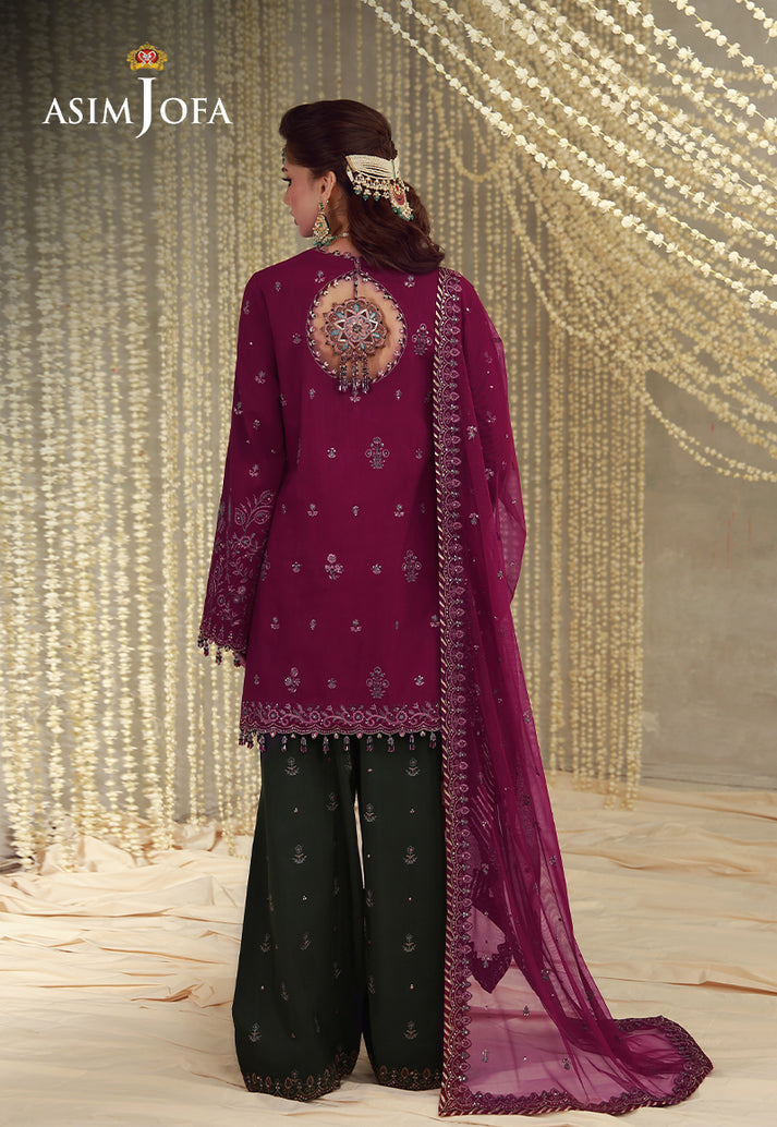 Buy asim jofa AJULFE-05 Embroidered  Suit 3 Pcs Unstitched | Women Summer Dress 2026.choose good quality brands like Maria b zainab Chottani, Hussain Rehar etc... Various Pakistani branded dresses summer fabric, elegant design, perfect for casual & formal wear also shop eid collections from khaslibaas .delivery available in UK, USA, Canada, UAE, Dubai and other countries... 