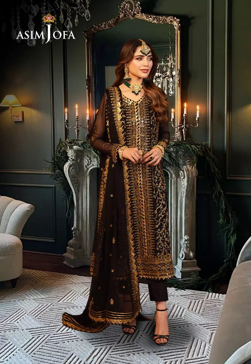 Buy Asim jofa | AJCD-19 EMBROIDERED CHIFFON  | Women FESTIVE Dress 2026.choose good quality brands like Maria b zainab Chottani, Hussain Rehar etc... Various Pakistani branded dresses summer fabric, elegant design, perfect for casual & formal wear also shop eid collections from khaslibaas .delivery available in UK, USA, Canada, UAE, Dubai and other countries... 