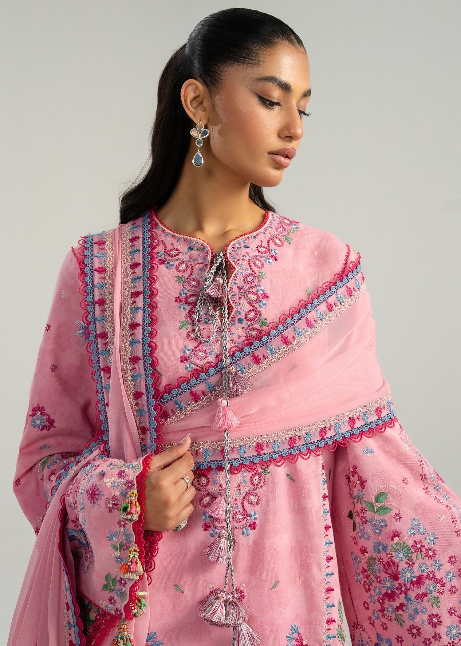 Buy from khaslibaas | Hussain Rehar Zan ss26 | 3 piece unstitched embroidered lawn suit for women (Pembe).choose good quality brands like Maria b, Sobia Nazir zainab Chottani Various Pakistani branded dresses summer fabric, elegant design, perfect for casual & formal wear.delivery available in UK, USA, Canada, UAE, Dubai and other countries... 