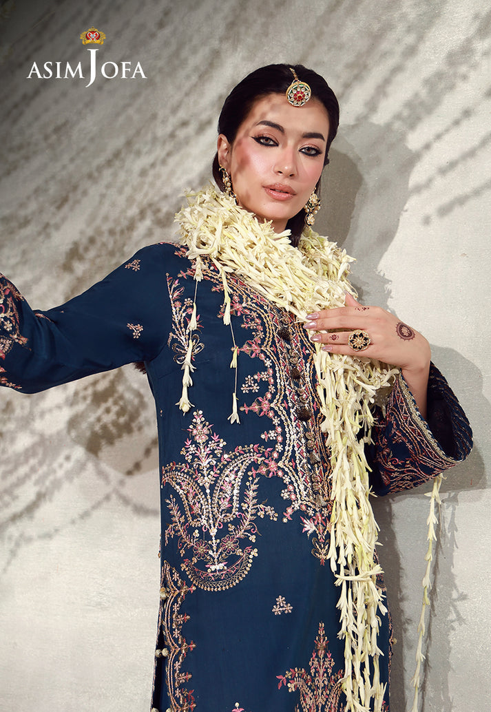 Buy asim jofa AJULFE-13 Embroidered Slub Lawn Suit 3 Pcs Unstitched | Women Summer Dress 2026.choose good quality brands like Maria b zainab Chottani, Hussain Rehar etc... Various Pakistani branded dresses summer fabric, elegant design, perfect for casual & formal wear also shop eid collections from khaslibaas .delivery available in UK, USA, Canada, UAE, Dubai and other countries... 
