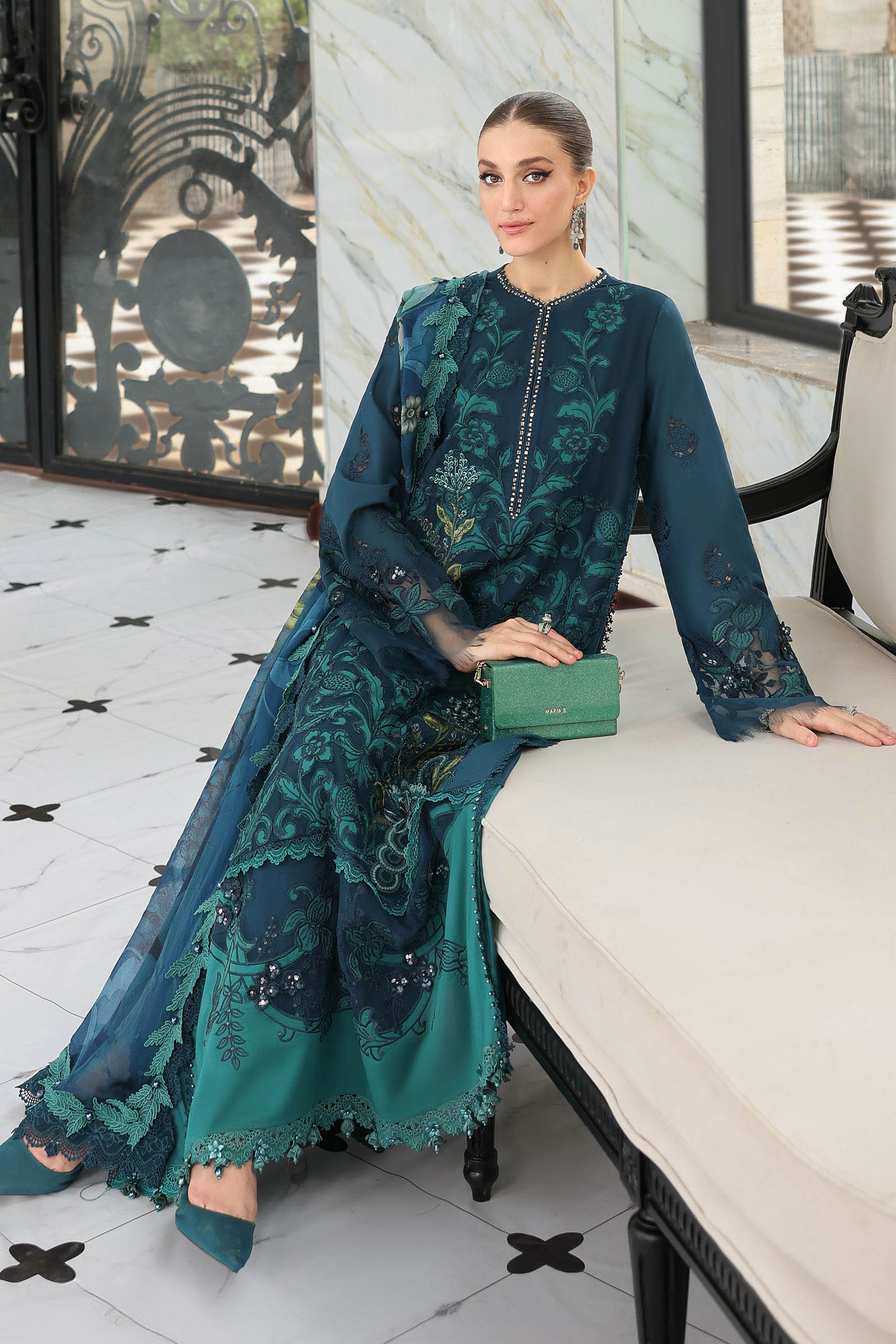 Buy from khaslibaas mariab Luxury lawn Eid II - 3 piece unstitched embroidered lawn suit for women ( D-06).choose good quality brands like Maria b Sobia Nazir Various Pakistani branded dresses summer fabric, elegant design, perfect for casual & formal wear.delivery available in UK, USA,Australia, Canada, UAE, Dubai and other countries... 