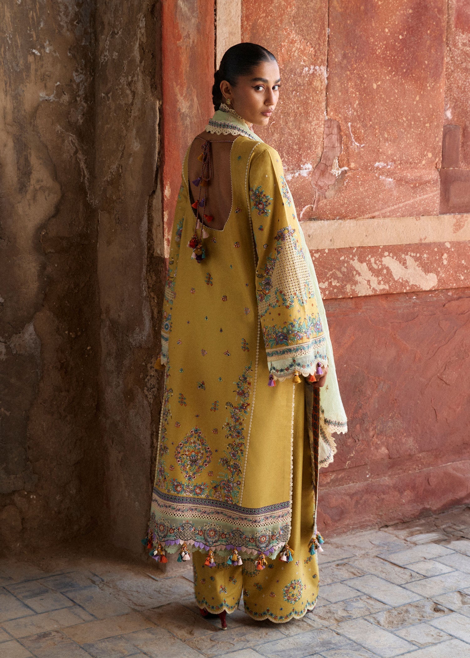 Buy from khaslibaas | Hussain Rehar Zan ss26 | 3 piece unstitched embroidered lawn suit for women (Sari).choose good quality brands like Maria b, Sobia Nazir zainab Chottani Various Pakistani branded dresses summer fabric, elegant design, perfect for casual & formal wear.delivery available in UK, USA, Canada, UAE, Dubai and other countries... 