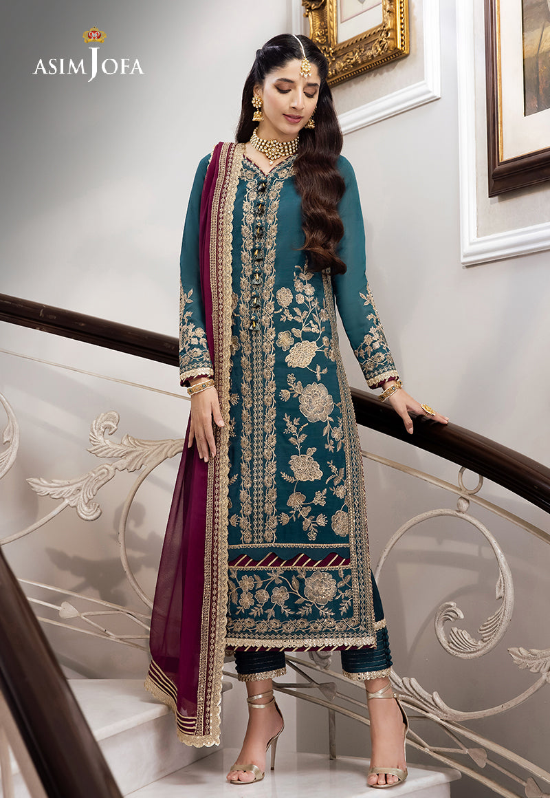 Buy Asim jofa | AJZS-27 Eid collection | Women FESTIVE Dress 2026.choose good quality brands like Maria b zainab Chottani, Hussain Rehar etc... Various Pakistani branded dresses summer fabric, elegant design, perfect for casual & formal wear also shop eid collections from khaslibaas .delivery available in UK, USA, Canada, UAE, Dubai and other countries... 