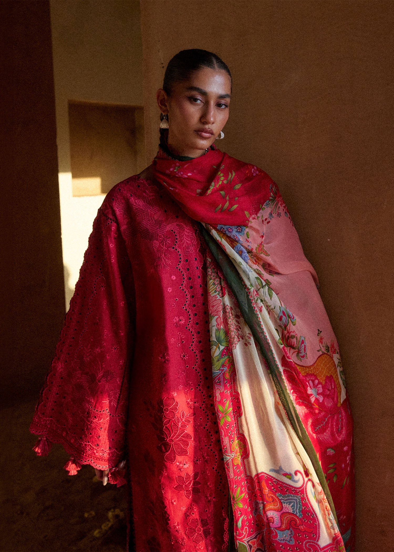 Buy from khaslibaas | Hussain Rehar Zan ss26 | 3 piece unstitched embroidered lawn suit for women (Qermez).choose good quality brands like Maria b, Sobia Nazir zainab Chottani Various Pakistani branded dresses summer fabric, elegant design, perfect for casual & formal wear.delivery available in UK, USA, Canada, UAE, Dubai and other countries... 