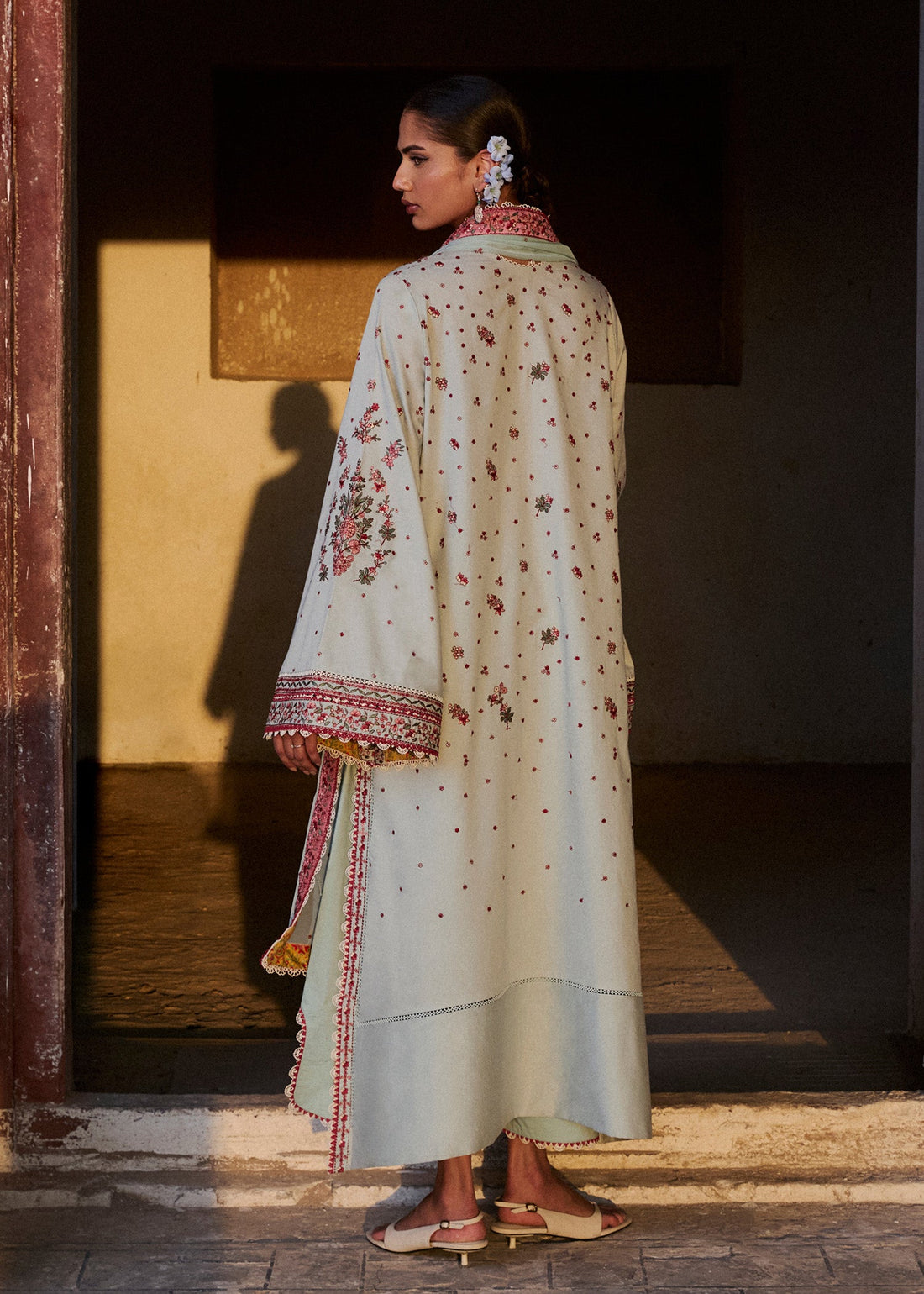 Buy from khaslibaas | Hussain Rehar Zan ss26 | 3 piece unstitched embroidered lawn suit for women (Firuz).choose good quality brands like Maria b, Sobia Nazir zainab Chottani Various Pakistani branded dresses summer fabric, elegant design, perfect for casual & formal wear.delivery available in UK, USA, Canada, UAE, Dubai and other countries... 