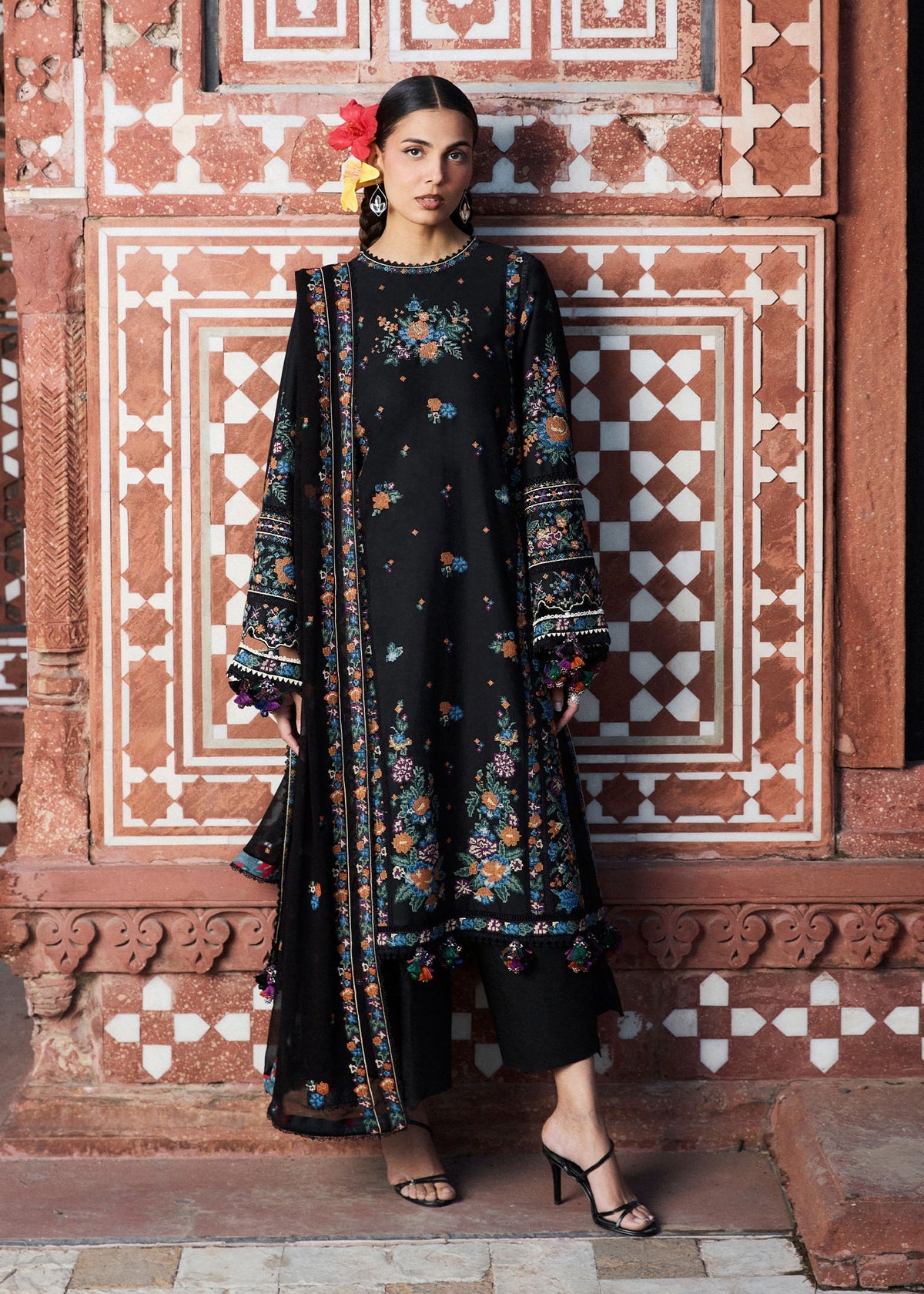 Buy from khaslibaas | Hussain Rehar Zan ss26 | 3 piece unstitched embroidered lawn suit for women (Aswa).choose good quality brands like Maria b, Sobia Nazir zainab Chottani Various Pakistani branded dresses summer fabric, elegant design, perfect for casual & formal wear.delivery available in UK, USA, Canada, UAE, Dubai and other countries... 